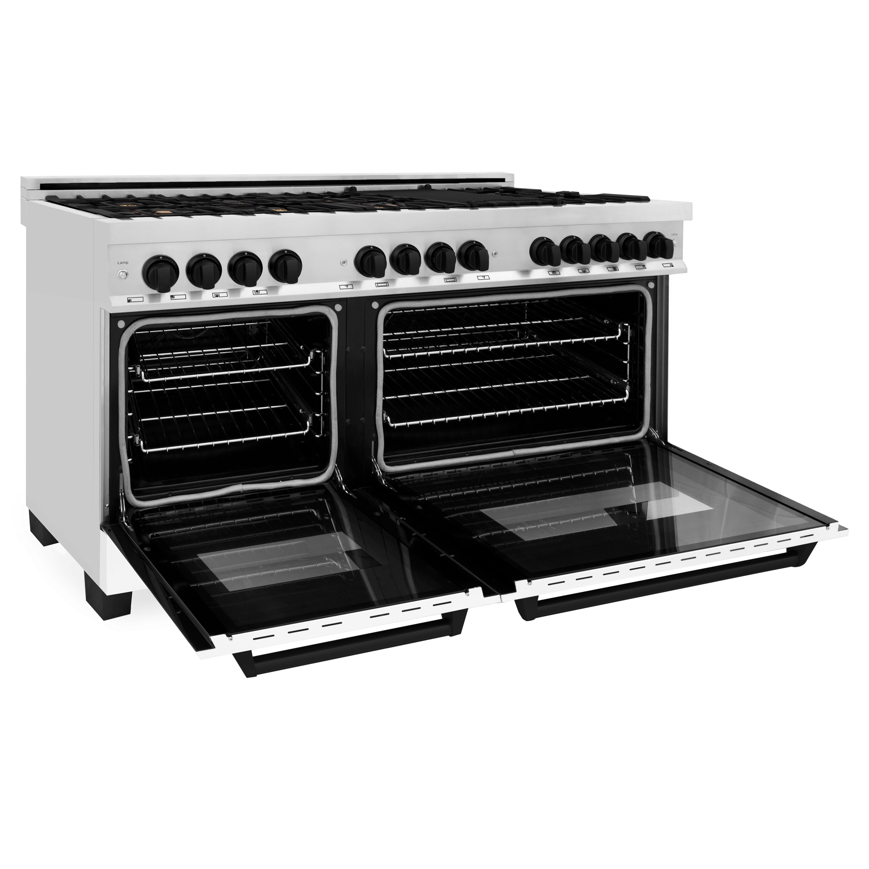 ZLINE Autograph Edition 60 in. 7.4 cu. ft. Legacy Dual Fuel Range with 9 Burner Gas Cooktop and 2 Electric Convection Ovens in Stainless Steel and Champagne Bronze Accents (RAZ-60-CB)