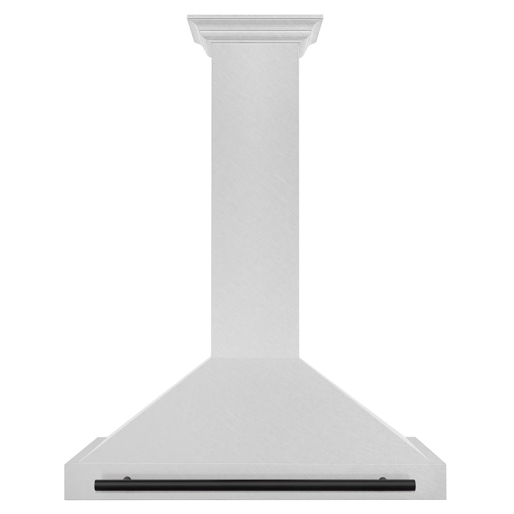 ZLINE Autograph Edition 36 in. Convertible Satin Stainless Steel Wall Mount Range Hood with Matte Black Handle (KB4SNZ-36-MB)