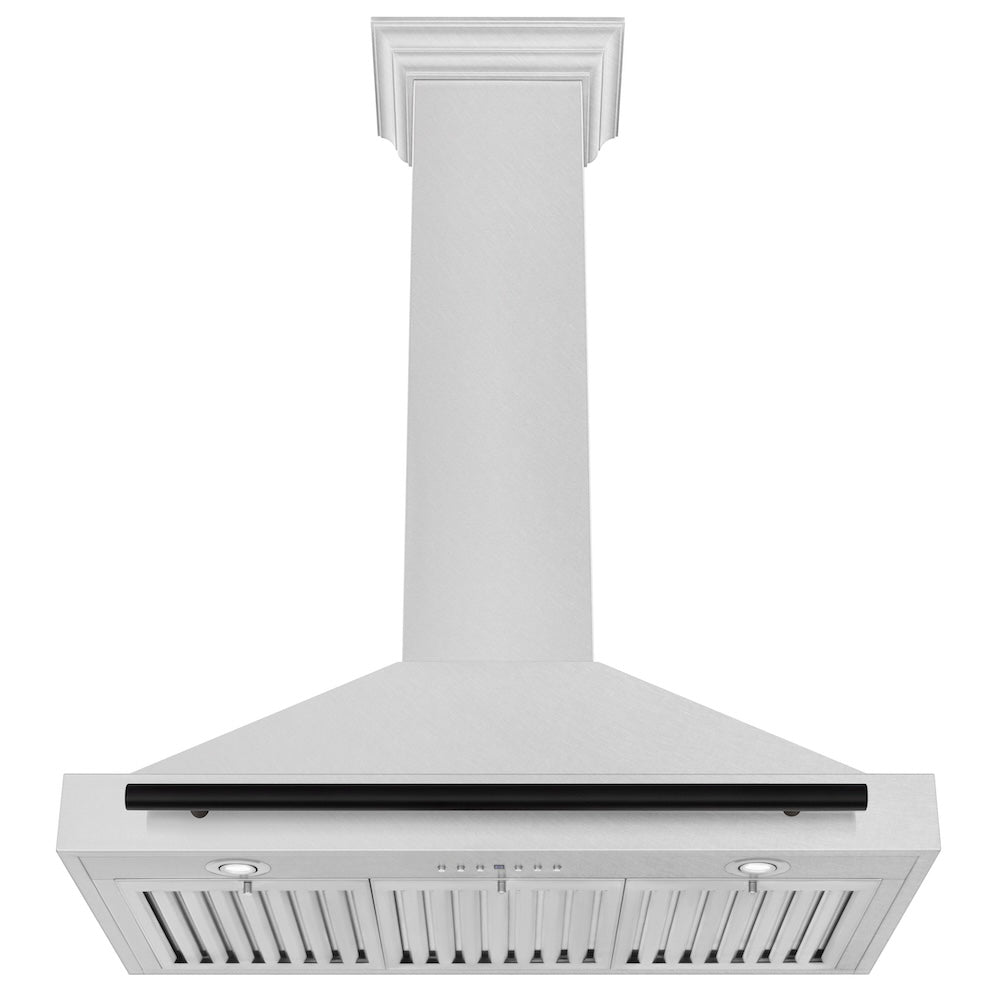 ZLINE Autograph Edition 36 in. Convertible Satin Stainless Steel Wall Mount Range Hood with Matte Black Handle (KB4SNZ-36-MB)