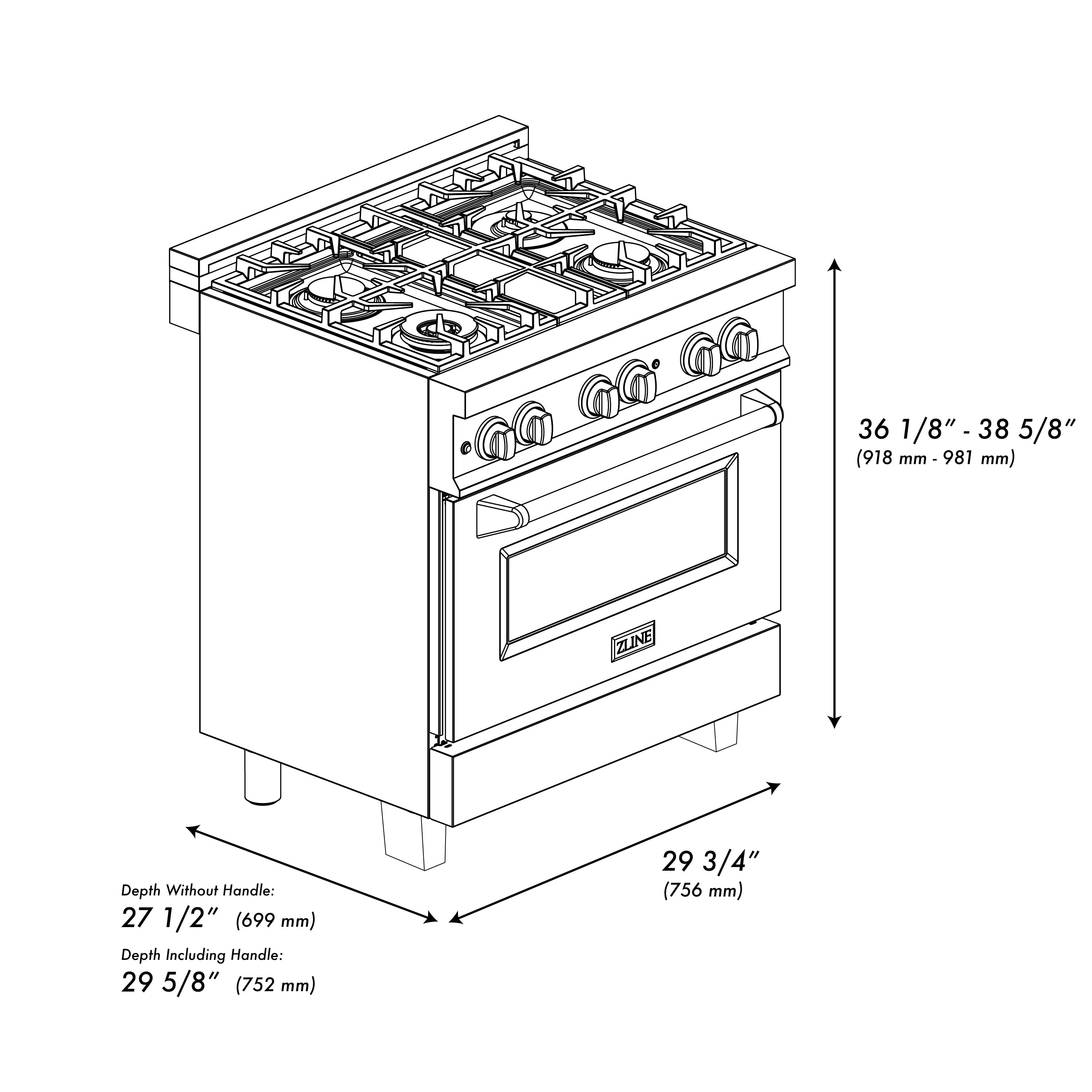 ZLINE Autograph Edition 30 in. 4.0 cu. ft. Legacy Dual Fuel Range with 4 Burner Gas Cooktop and Electric Convection Oven in Stainless Steel and Champagne Bronze Accents (RAZ-30-CB)