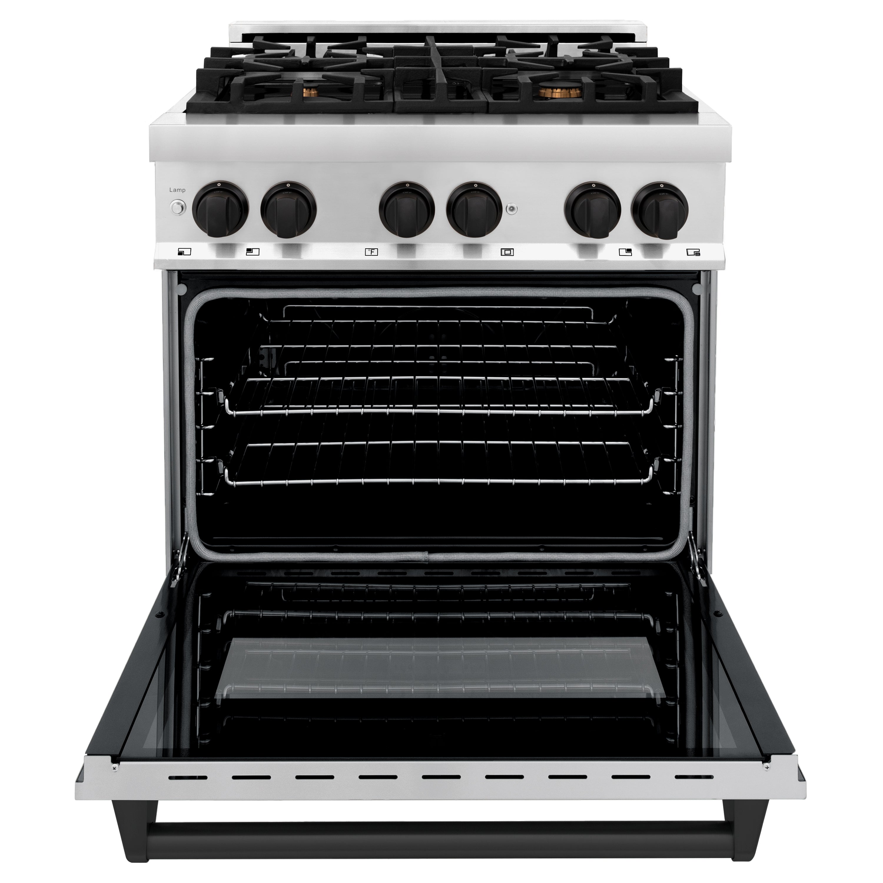 ZLINE Autograph Edition 30 in. 4.0 cu. ft. Legacy Dual Fuel Range with 4 Burner Gas Cooktop and Electric Convection Oven in Stainless Steel and Champagne Bronze Accents (RAZ-30-CB)