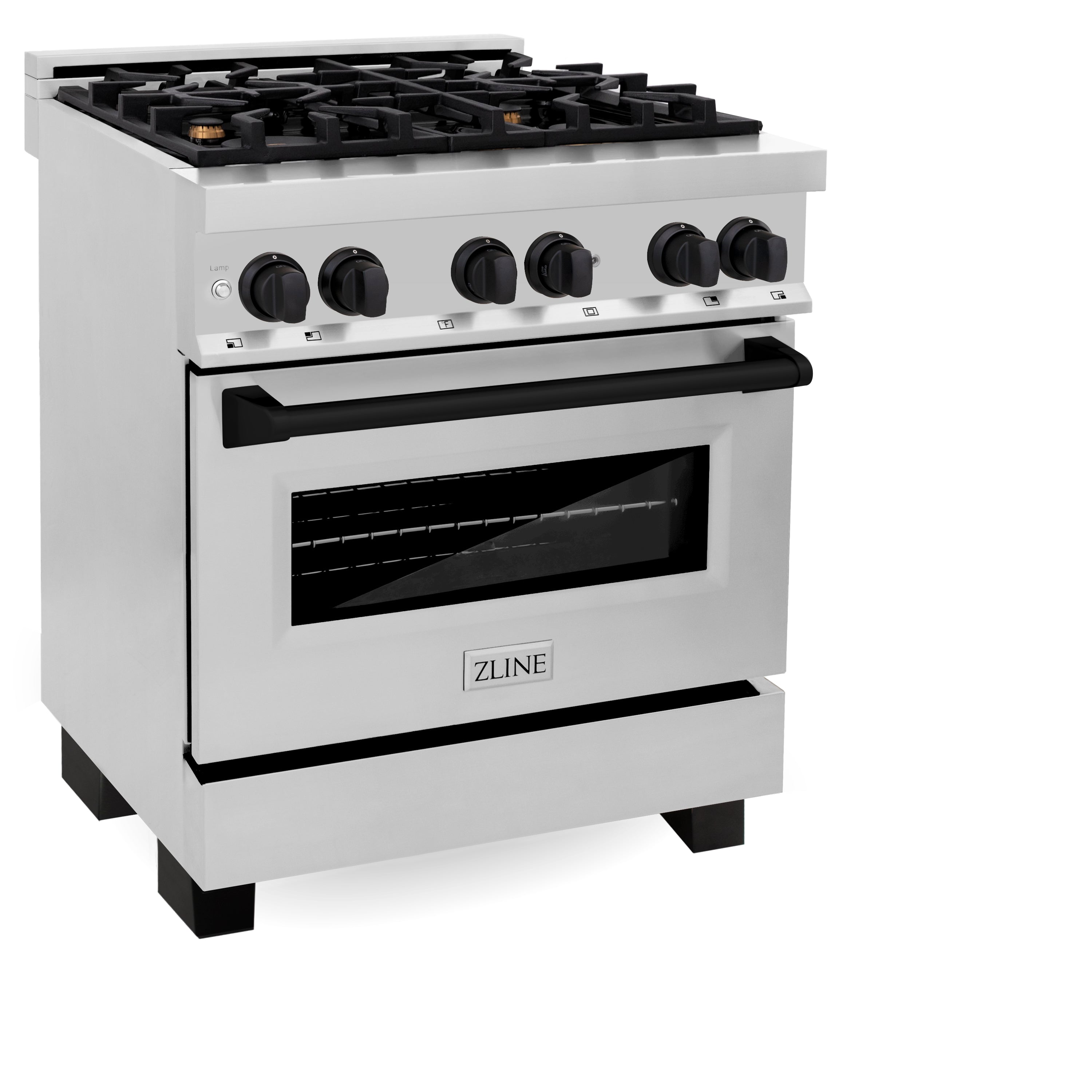 ZLINE Autograph Edition 30 in. 4.0 cu. ft. Legacy Dual Fuel Range with 4 Burner Gas Cooktop and Electric Convection Oven in Stainless Steel and Champagne Bronze Accents (RAZ-30-CB)