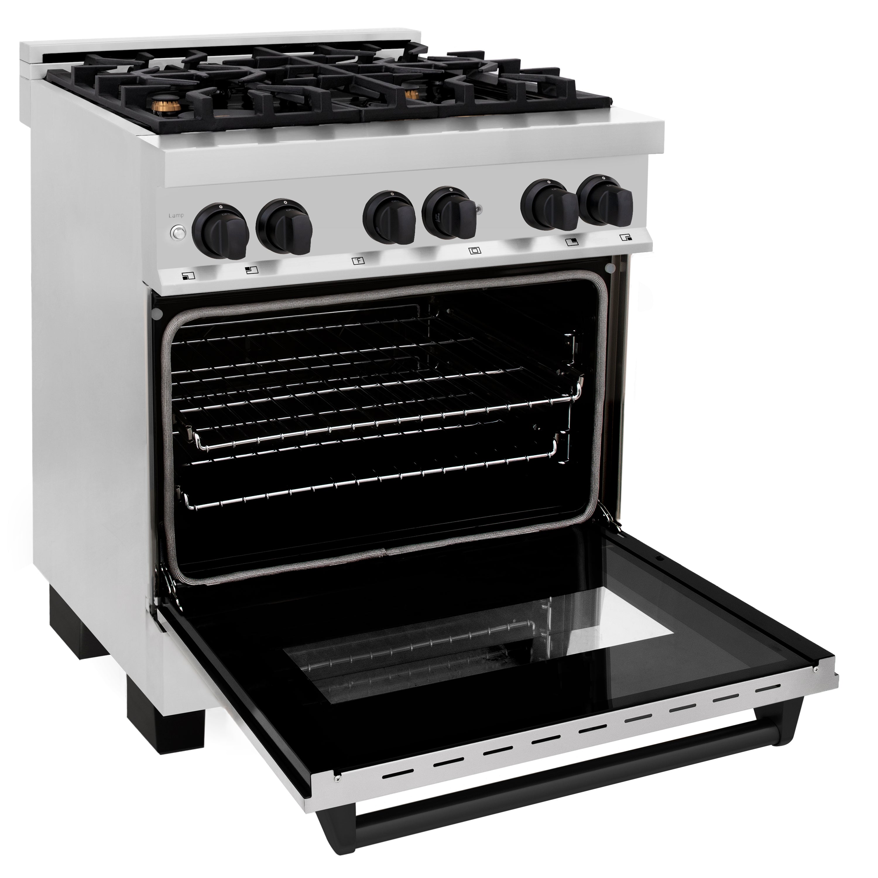 ZLINE Autograph Edition 30 in. 4.0 cu. ft. Legacy Dual Fuel Range with 4 Burner Gas Cooktop and Electric Convection Oven in Stainless Steel and Champagne Bronze Accents (RAZ-30-CB)