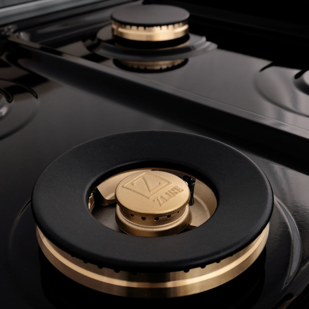 ZLINE Autograph Edition 48 in. 6.0 cu. ft. Legacy Dual Fuel Range with 7 Burner Gas Cooktop and 2 Electric Ovens in Stainless Steel and Champagne Bronze Accents (RAZ-48-CB)