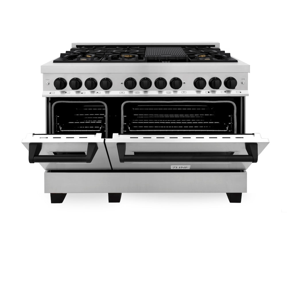 ZLINE Autograph Edition 48 in. 6.0 cu. ft. Legacy Dual Fuel Range with 7 Burner Gas Cooktop and 2 Electric Ovens in Stainless Steel and Champagne Bronze Accents (RAZ-48-CB)