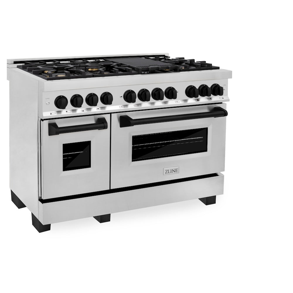 ZLINE Autograph Edition 48 in. 6.0 cu. ft. Legacy Dual Fuel Range with 7 Burner Gas Cooktop and 2 Electric Ovens in Stainless Steel and Champagne Bronze Accents (RAZ-48-CB)