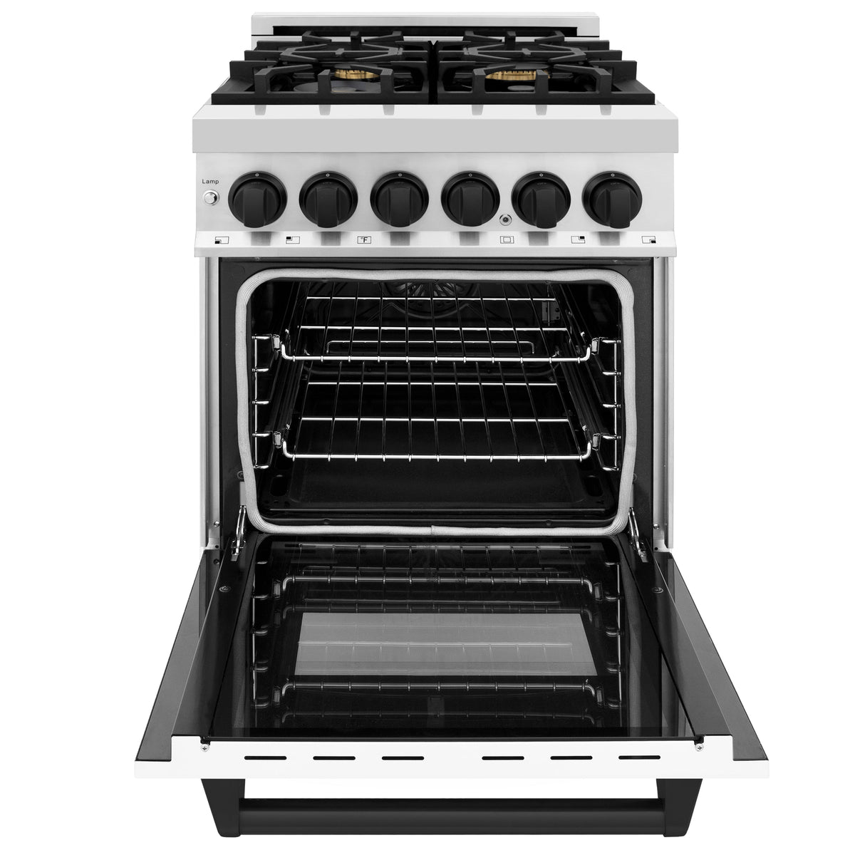 ZLINE Autograph Edition 24 in. 2.8 cu. ft. Legacy Dual Fuel Range with 4 Burner Gas Cooktop and Electric Convection Oven in Stainless Steel and Champagne Bronze Accents (RAZ-24-CB)