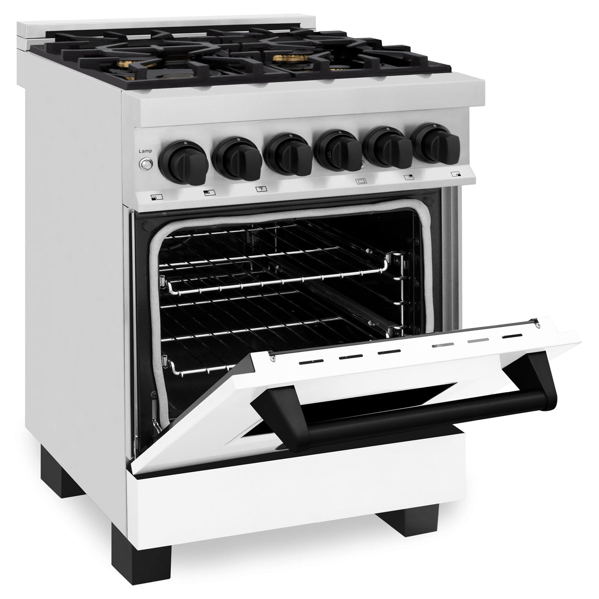 ZLINE Autograph Edition 24 in. 2.8 cu. ft. Legacy Dual Fuel Range with 4 Burner Gas Cooktop and Electric Convection Oven in Stainless Steel and Champagne Bronze Accents (RAZ-24-CB)