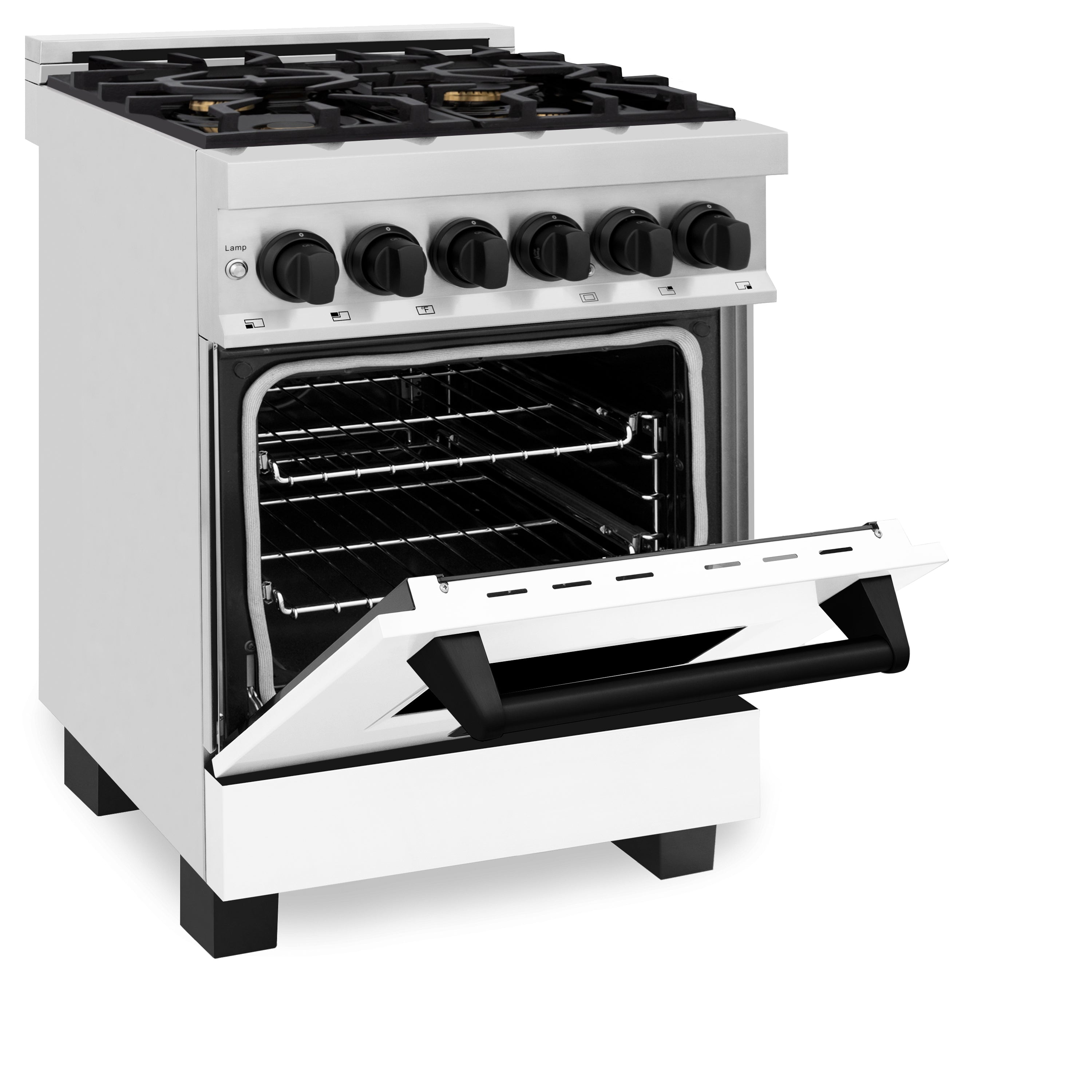 ZLINE Autograph Edition 24 in. 2.8 cu. ft. Legacy Dual Fuel Range with 4 Burner Gas Cooktop and Electric Convection Oven in Stainless Steel and Champagne Bronze Accents (RAZ-24-CB)
