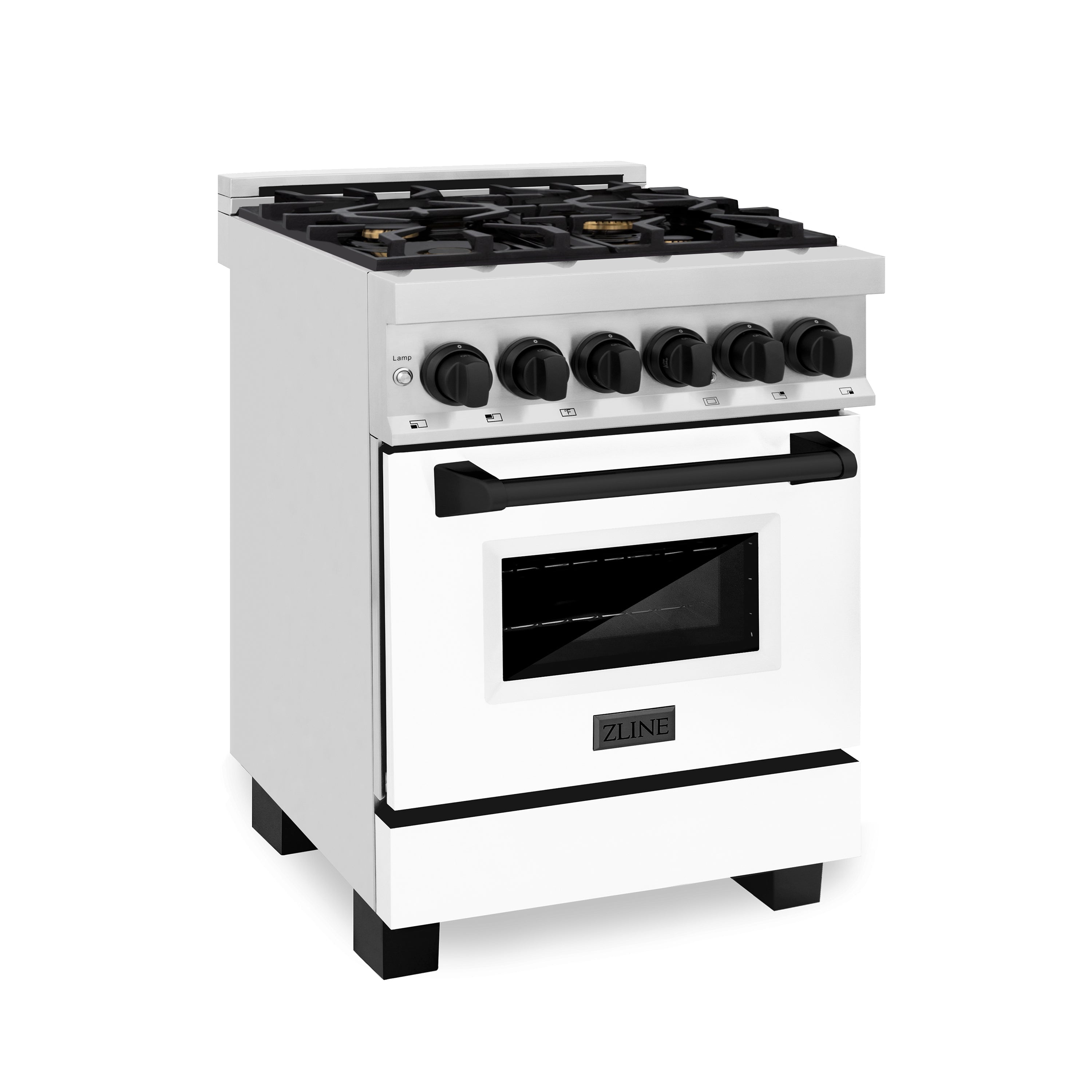 ZLINE Autograph Edition 24 in. 2.8 cu. ft. Legacy Dual Fuel Range with 4 Burner Gas Cooktop and Electric Convection Oven in Stainless Steel and Champagne Bronze Accents (RAZ-24-CB)