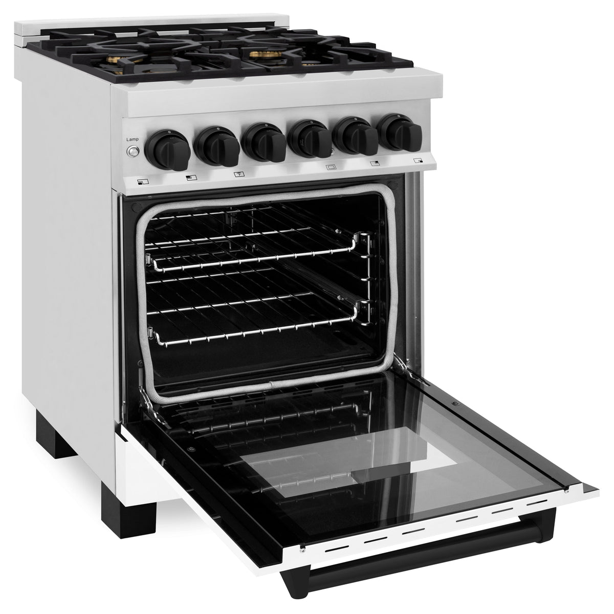 ZLINE Autograph Edition 24 in. 2.8 cu. ft. Legacy Dual Fuel Range with 4 Burner Gas Cooktop and Electric Convection Oven in Stainless Steel and Champagne Bronze Accents (RAZ-24-CB)