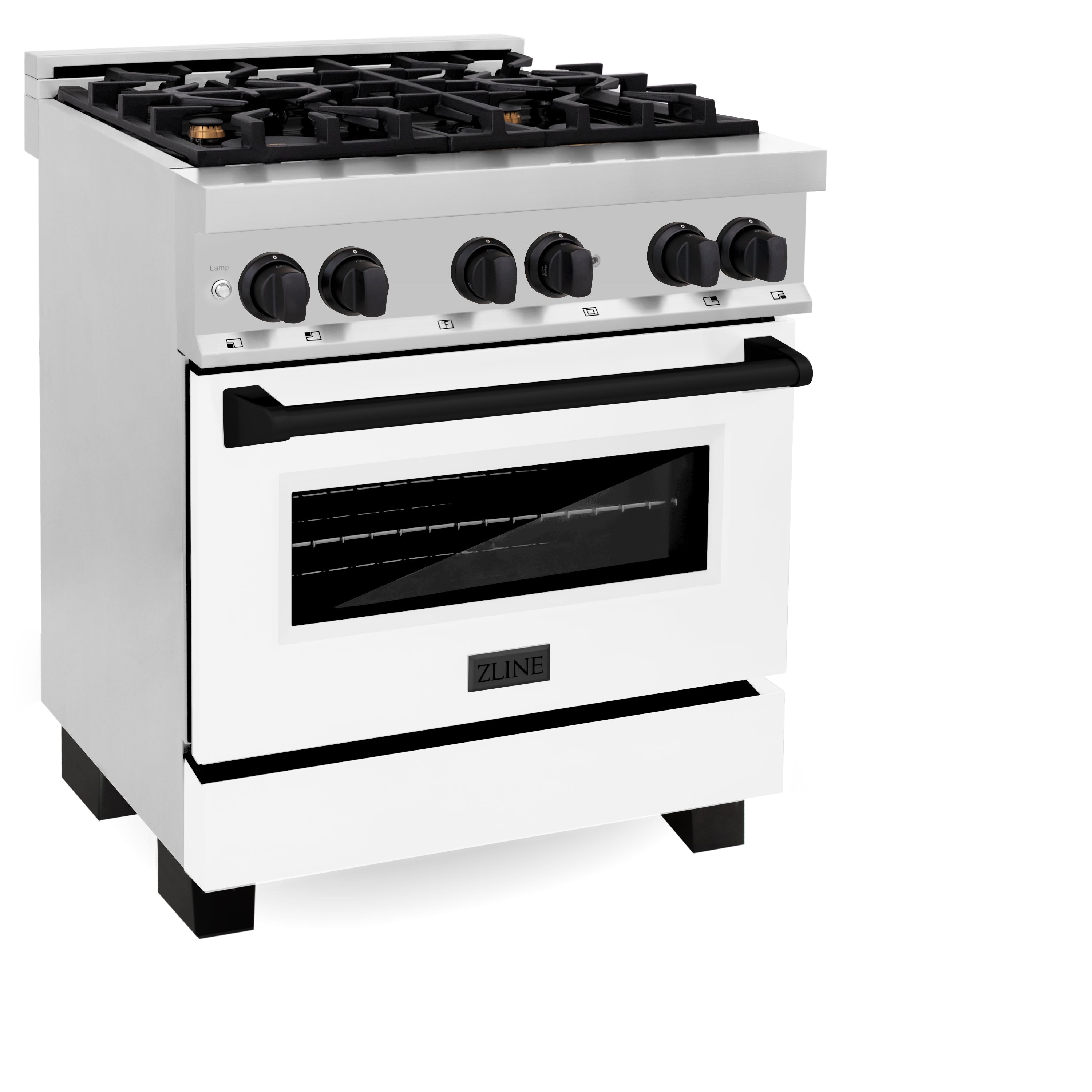 ZLINE Autograph Edition 30 in. 4.0 cu. ft. Legacy Dual Fuel Range with 4 Burner Gas Cooktop and Electric Convection Oven in Stainless Steel and Champagne Bronze Accents (RAZ-30-CB)