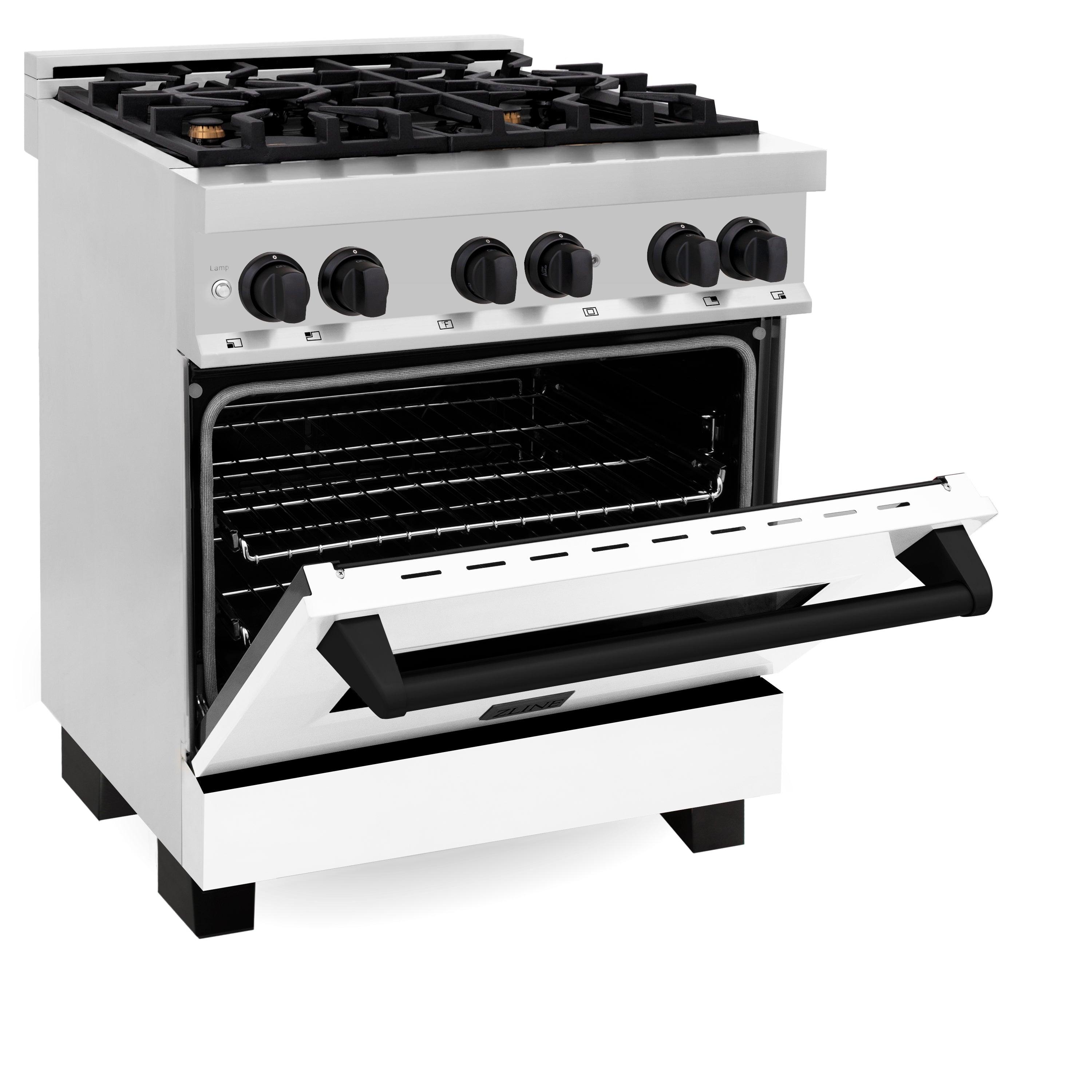 ZLINE Autograph Edition 30 in. 4.0 cu. ft. Legacy Dual Fuel Range with 4 Burner Gas Cooktop and Electric Convection Oven in Stainless Steel and Champagne Bronze Accents (RAZ-30-CB)