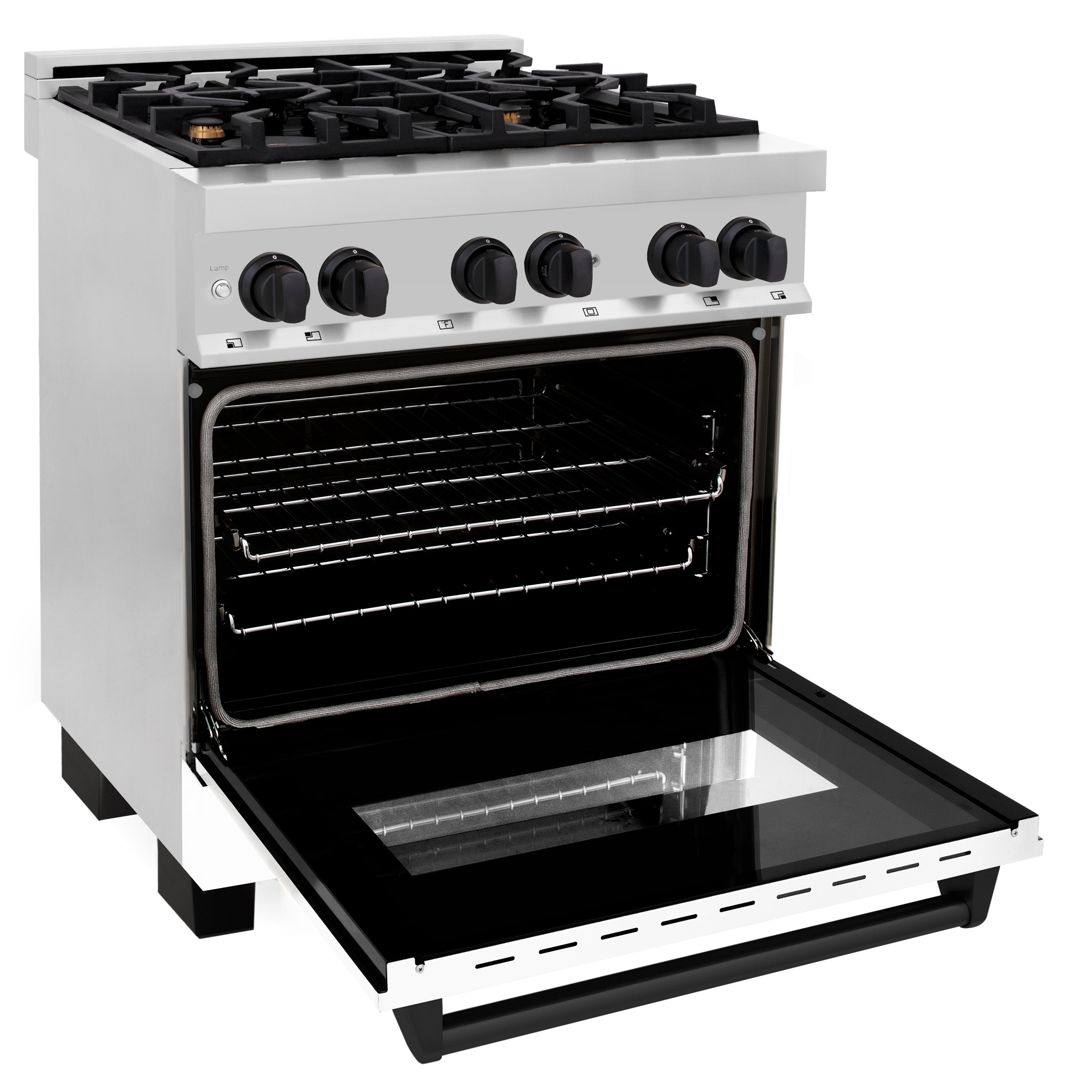 ZLINE Autograph Edition 30 in. 4.0 cu. ft. Legacy Dual Fuel Range with 4 Burner Gas Cooktop and Electric Convection Oven in Stainless Steel and Champagne Bronze Accents (RAZ-30-CB)