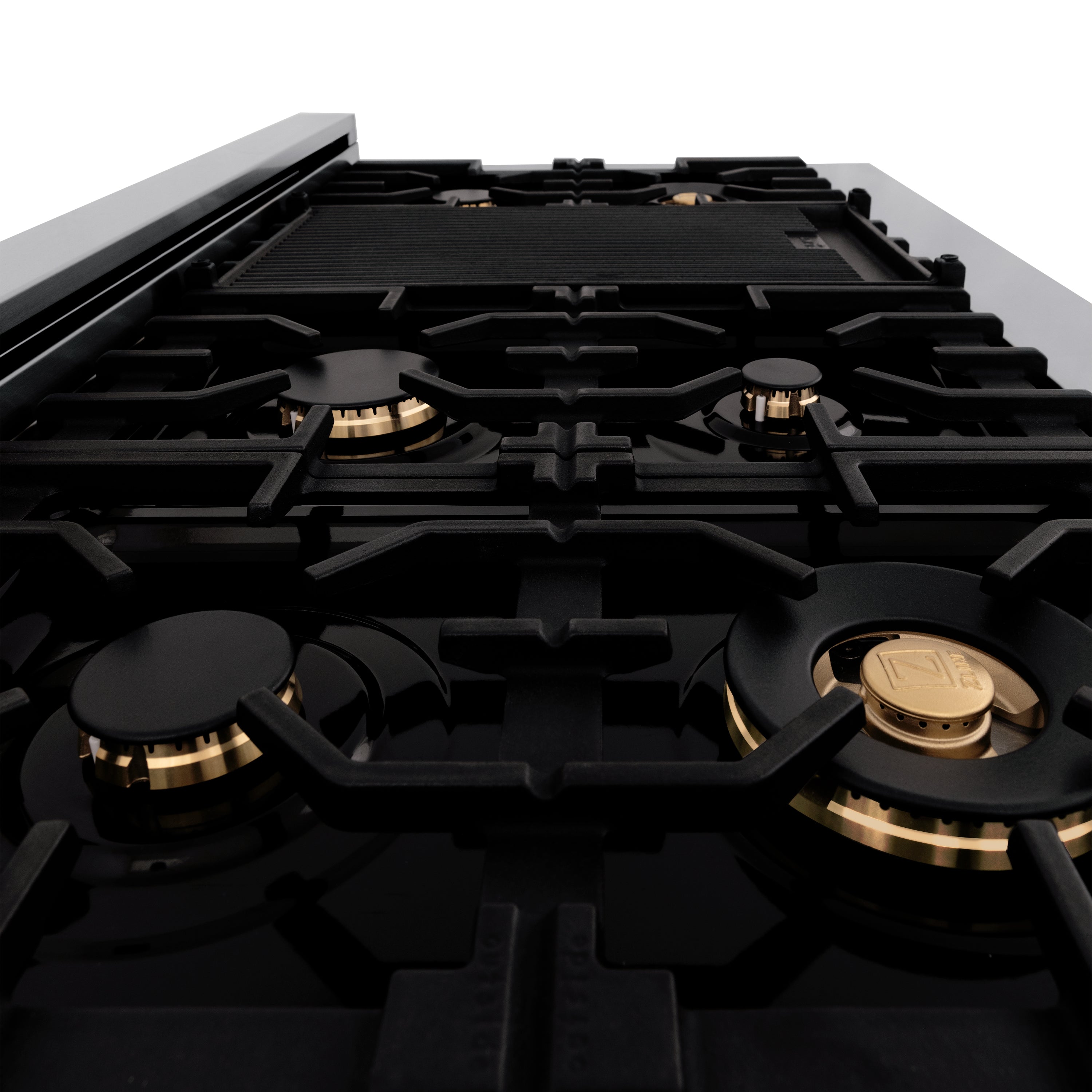 ZLINE Autograph Edition 48 in. 6.0 cu. ft. Legacy Dual Fuel Range with 7 Burner Gas Cooktop and 2 Electric Ovens in Stainless Steel and Champagne Bronze Accents (RAZ-48-CB)