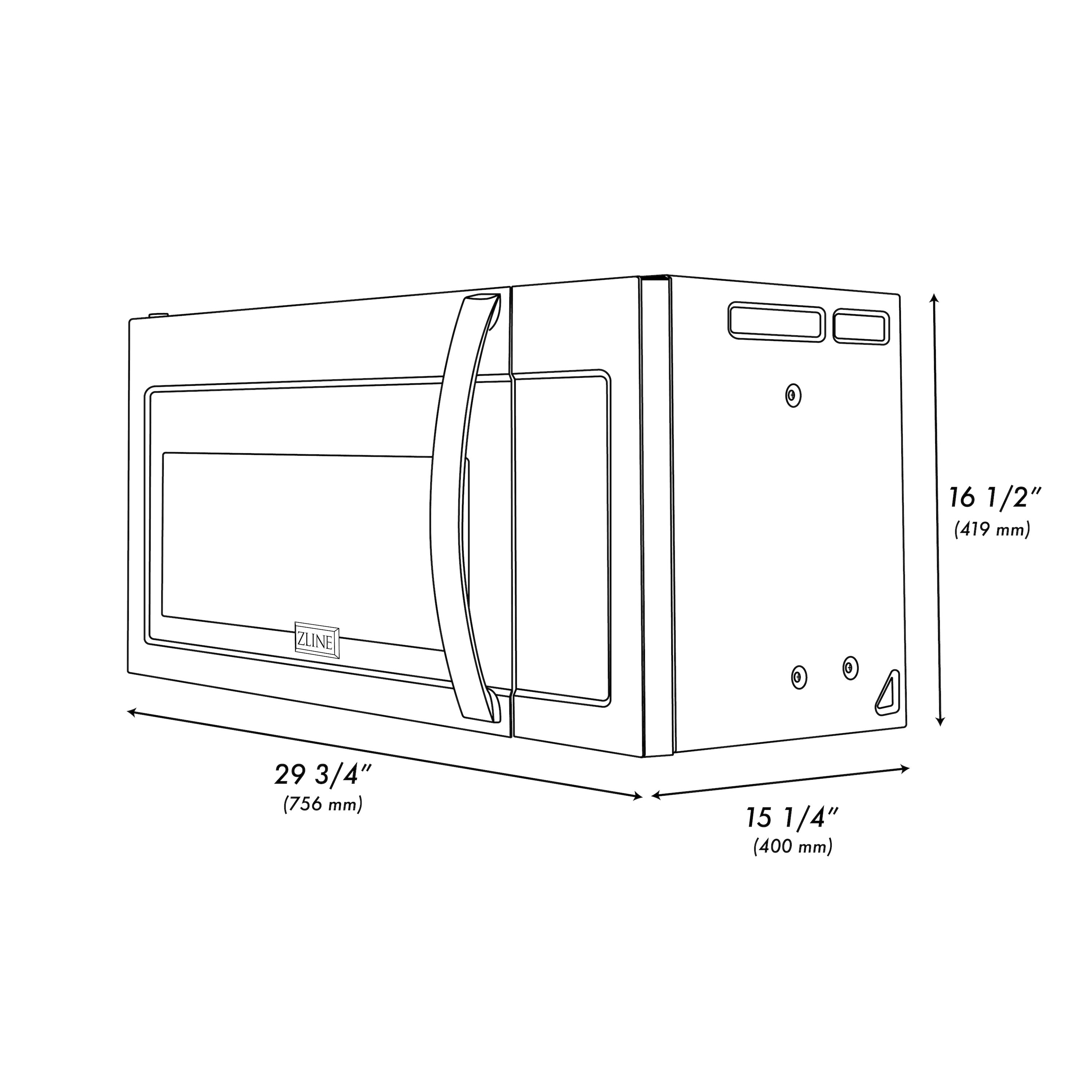 ZLINE 1.5 cu. 30ft. Over the Range Convection Microwave Oven in Black Stainless Steel with Modern Handle and Sensor Cooking
