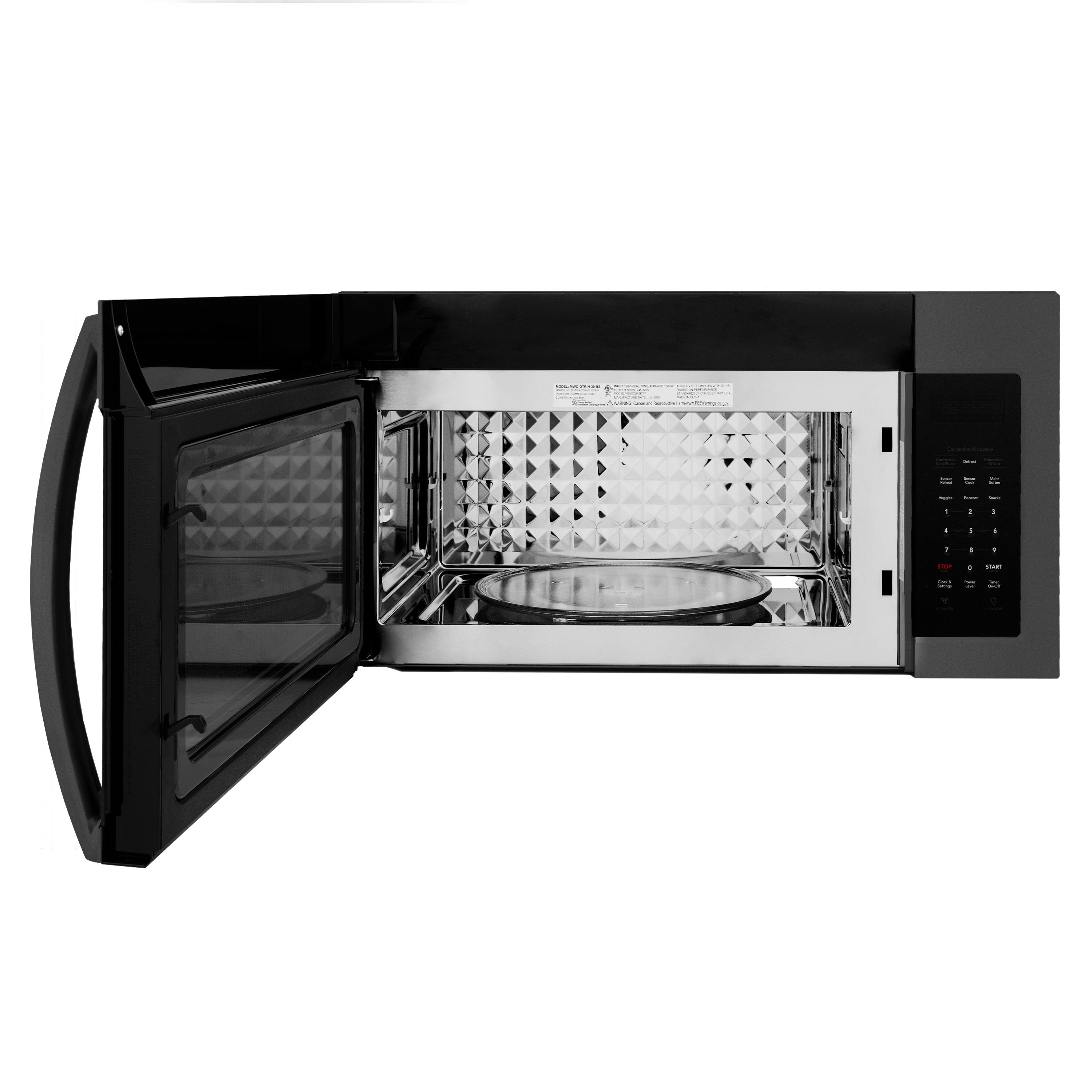 ZLINE 1.5 cu. 30ft. Over the Range Convection Microwave Oven in Black Stainless Steel with Modern Handle and Sensor Cooking