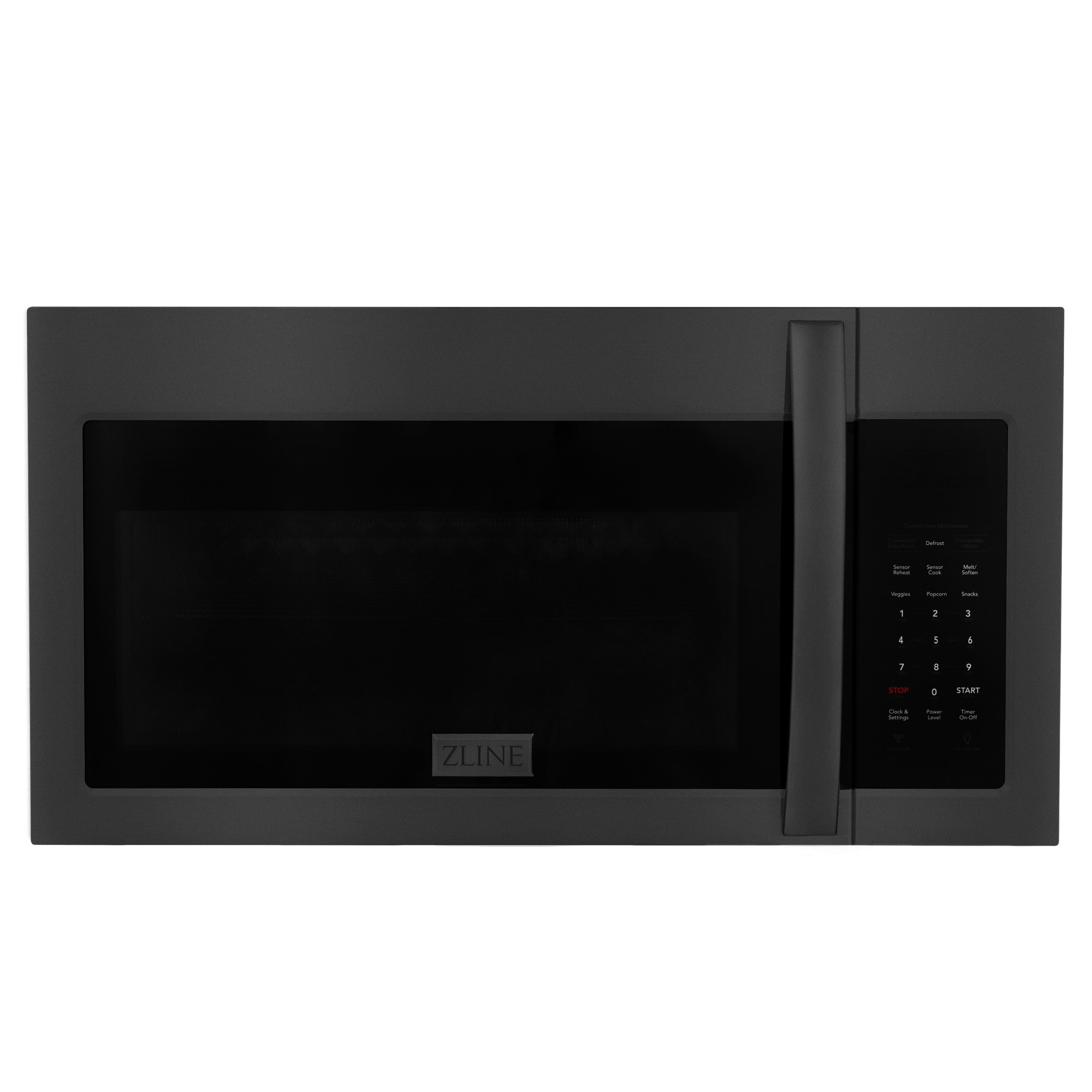 ZLINE 1.5 cu. 30ft. Over the Range Convection Microwave Oven in Black Stainless Steel with Modern Handle and Sensor Cooking