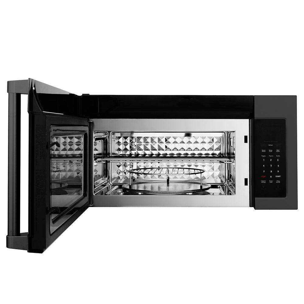 ZLINE 1.5 cu. ft. Over the Range Convection Microwave Oven in Black Stainless Steel with Traditional Handle and Sensor Cooking