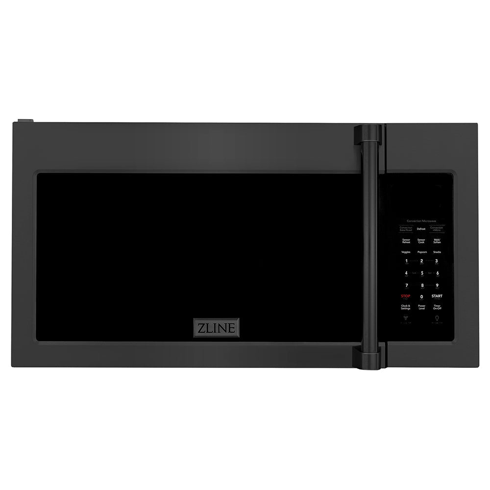ZLINE 1.5 cu. ft. Over the Range Convection Microwave Oven in Black Stainless Steel with Traditional Handle and Sensor Cooking