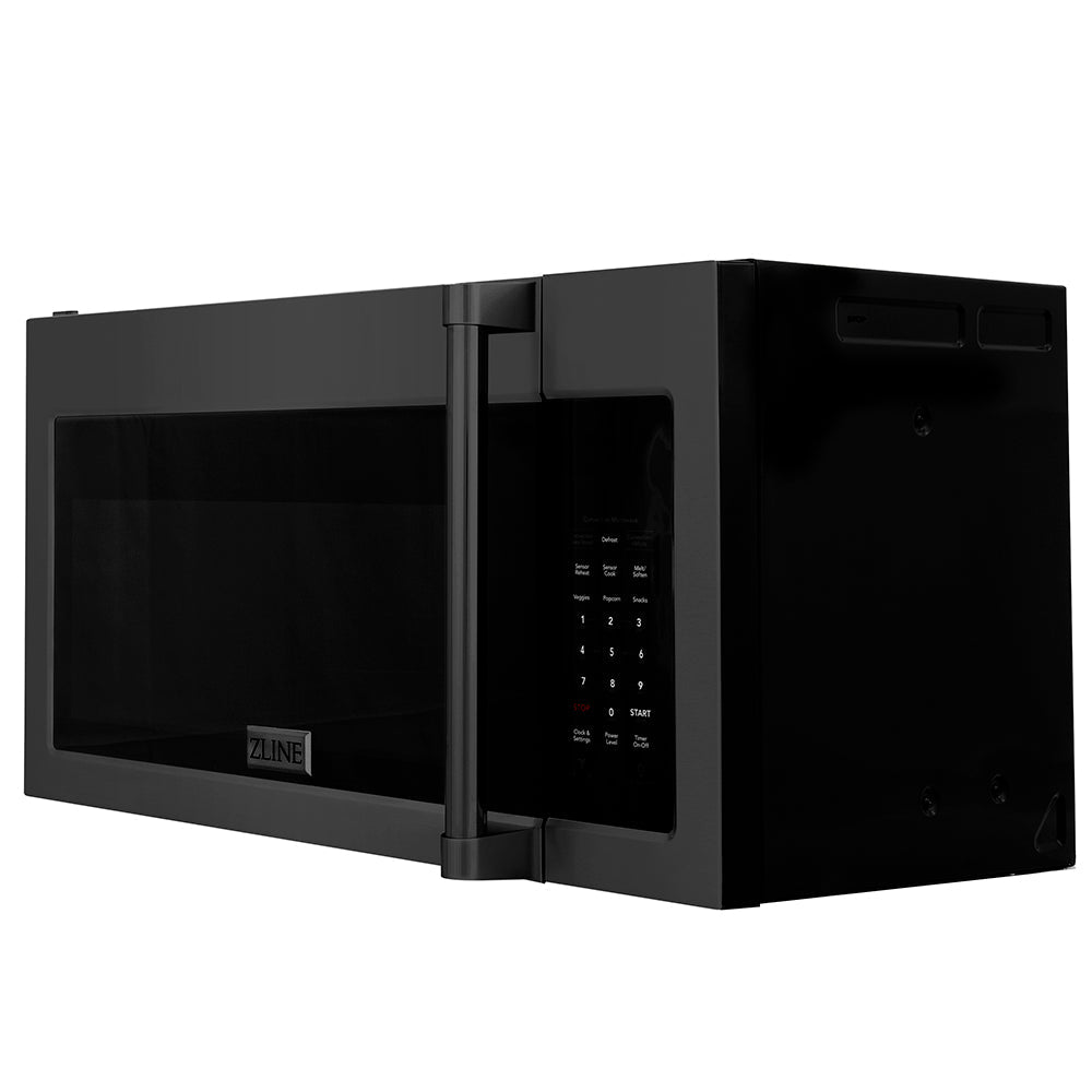 ZLINE 1.5 cu. ft. Over the Range Convection Microwave Oven in Black Stainless Steel with Traditional Handle and Sensor Cooking