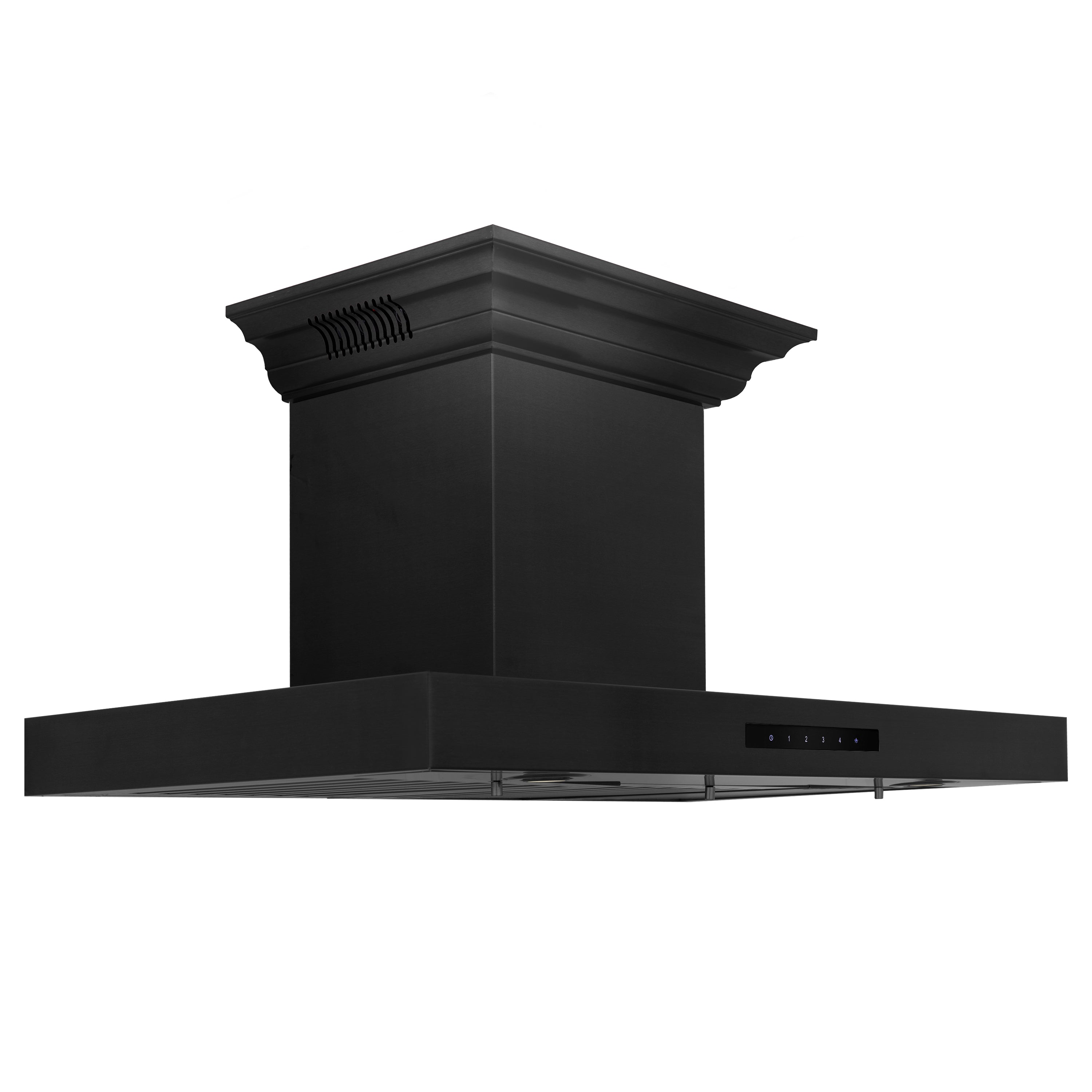 36" ZLINE CrownSoundâ¢Ducted Vent Wall Mount Range Hood in Black Stainless Steel with Built-in Bluetooth Speakers (BSKENCRN-BT-36)