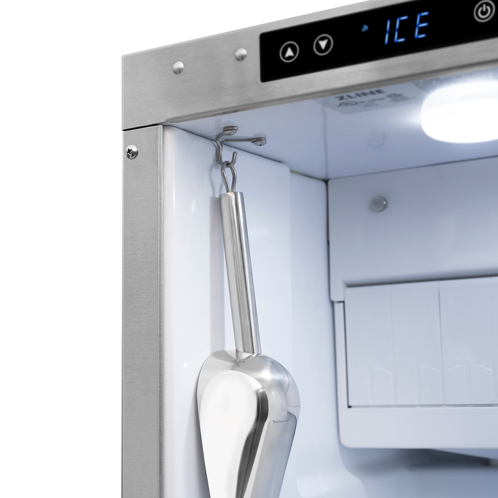 ZLINE Autograph Edition 15 in. Touchstone Gourmet Ice Maker with Drain Pump and Black Stainless Steel Door with Polished Gold Helix Handle (IGMDZ-BS-15-KG)