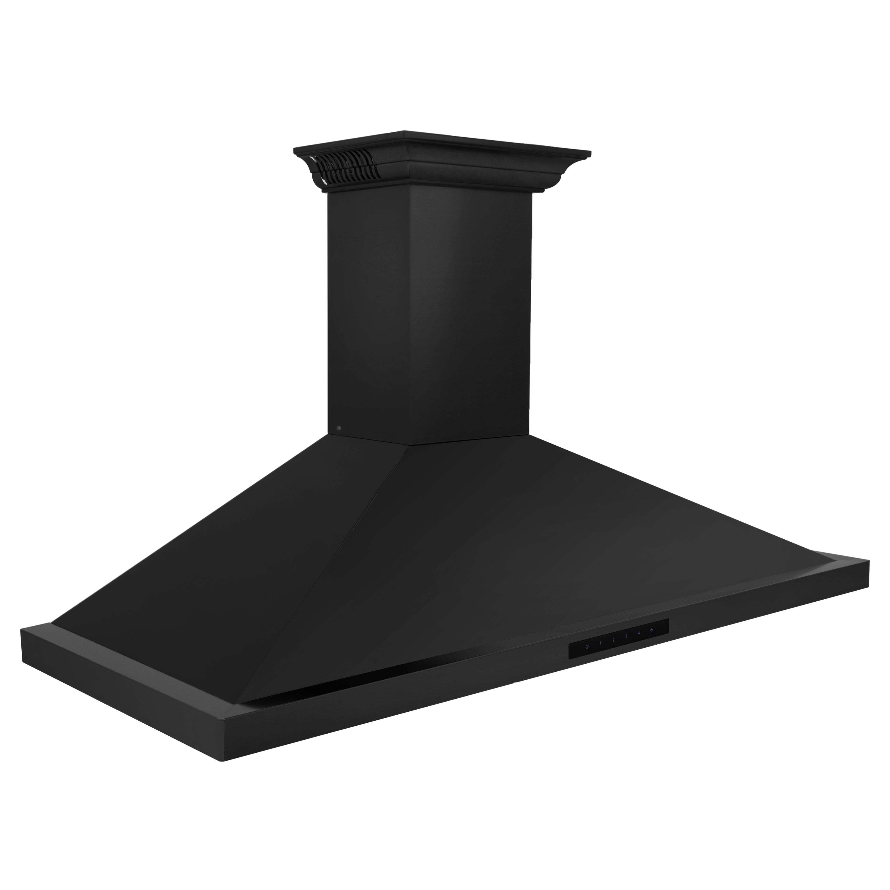 48" ZLINE CrownSoundâ¢Ducted Vent Wall Mount Range Hood in Black Stainless Steel with Built-in Bluetooth Speakers (BSKBNCRN-BT-48)