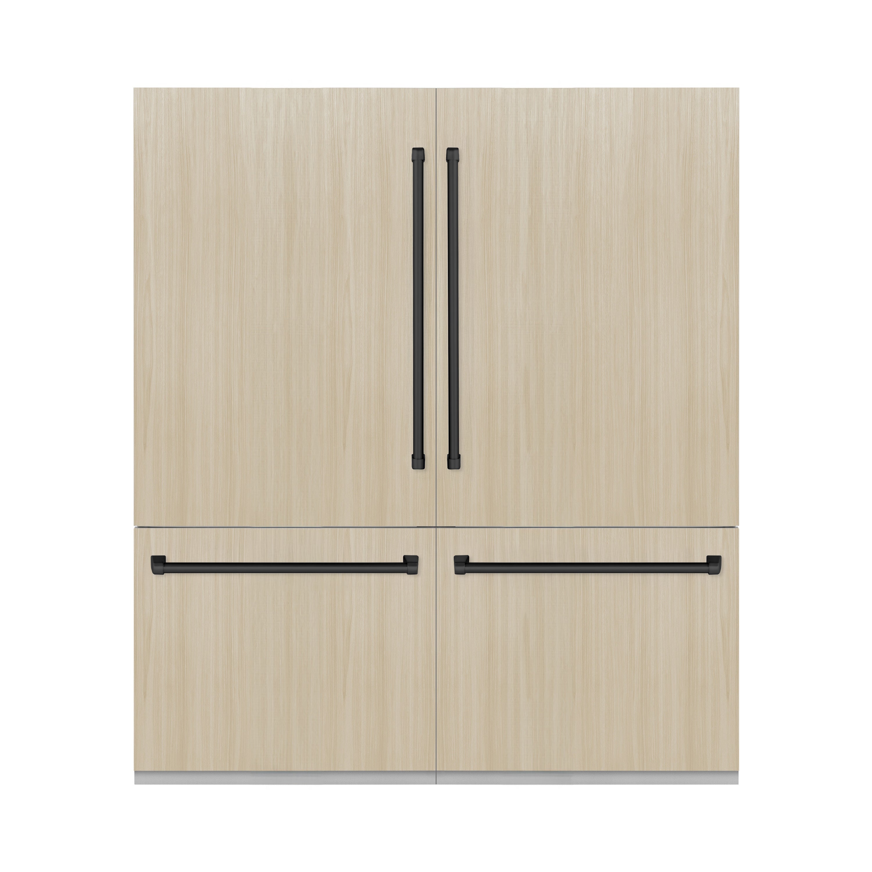 ZLINE Autograph Edition 72 in. 39.6 cu. ft. Panel Ready French Door Built-In Bottom Freezer Refrigerator with Water Dispensers and Ice Makers with Graphite Gray Interior and Matte Black Accents (GRBITZ-72-MB)