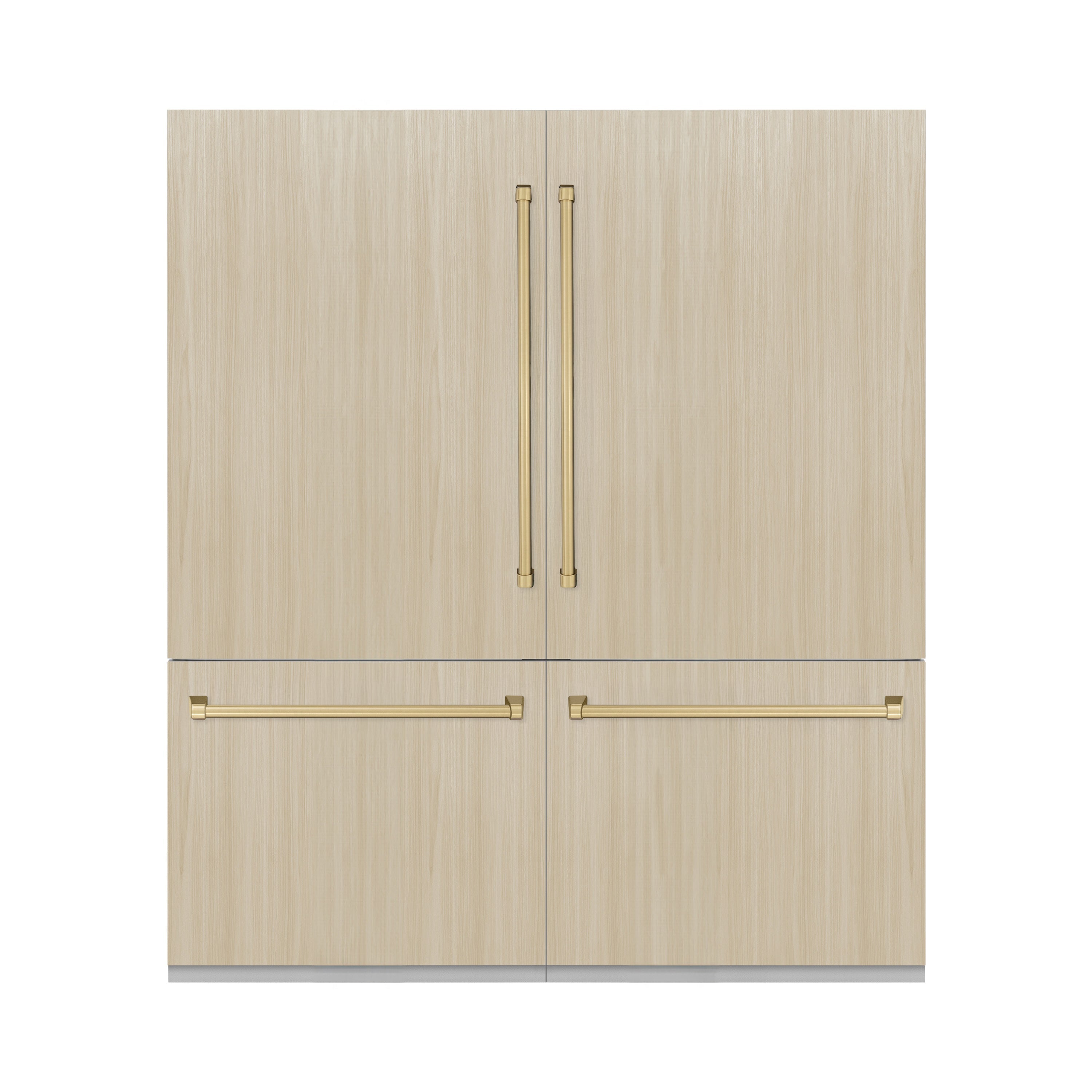 ZLINE Autograph Edition 72 in. 39.6 cu. ft. Panel Ready French Door Built-In Bottom Freezer Refrigerator with Water Dispensers and Ice Makers and Champagne Bronze Accents (RBITZ-72-CB)