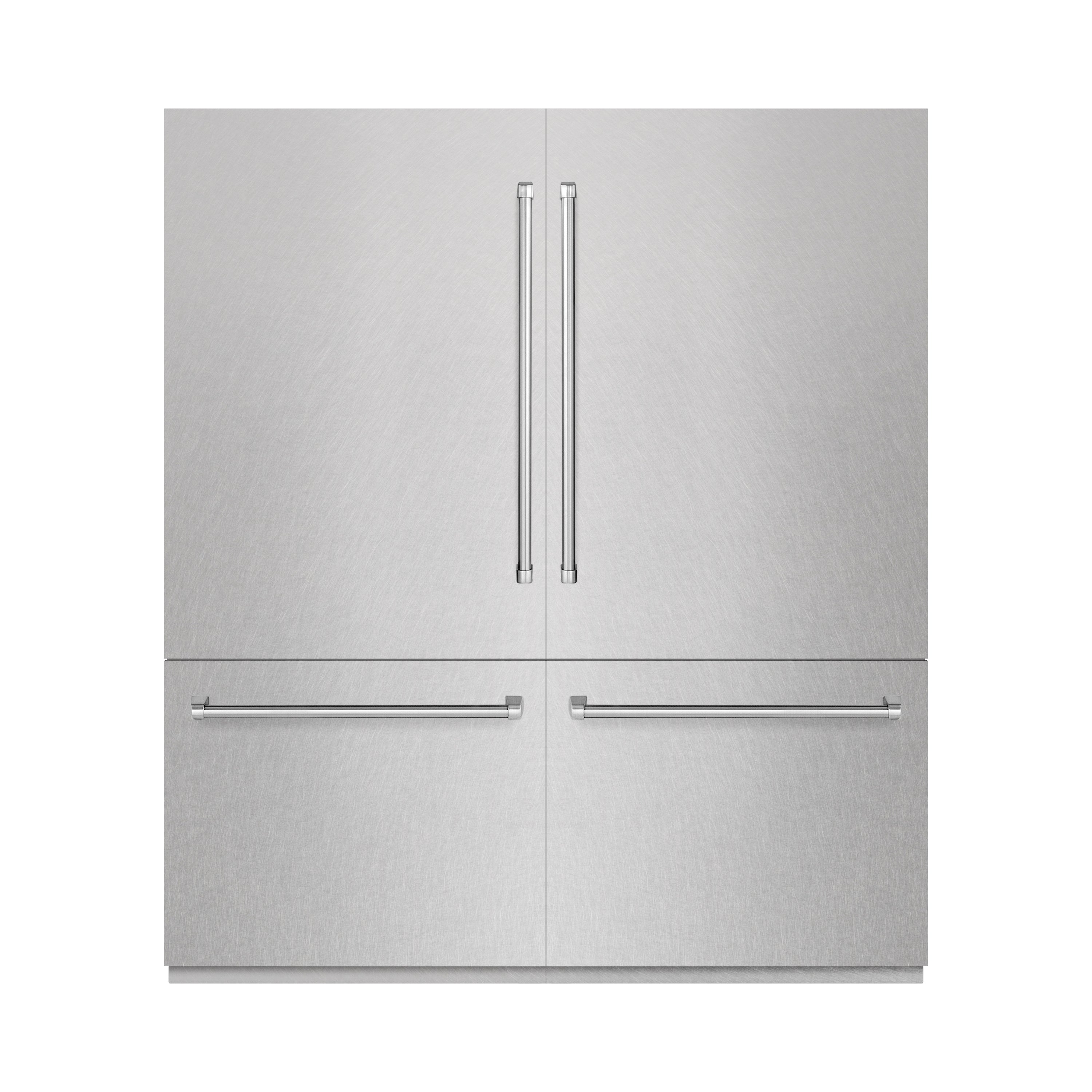 ZLINE 72 in. 39.6 cu. ft. French Door Built-In Bottom Freezer Refrigerator with Water Dispensers and Ice Makers in DuraSnow® Stainless Steel with Graphite Gray Interior (GRBIT-SN-72)