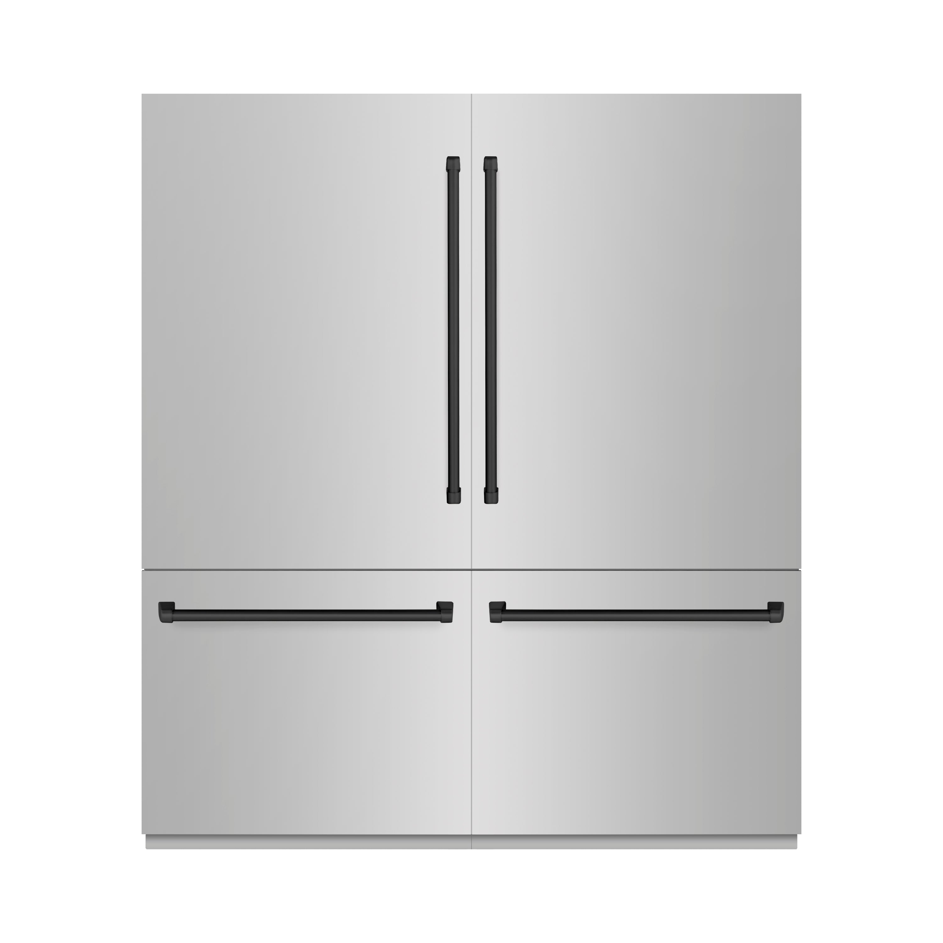 ZLINE Autograph Edition 72 in. 39.6 cu. ft. French Door Built-In Bottom Freezer Refrigerator with Water Dispensers and Ice Makers in Stainless Steel with Graphite Gray Interior and Matte Black Accents (GRBITZ-304-72MB)