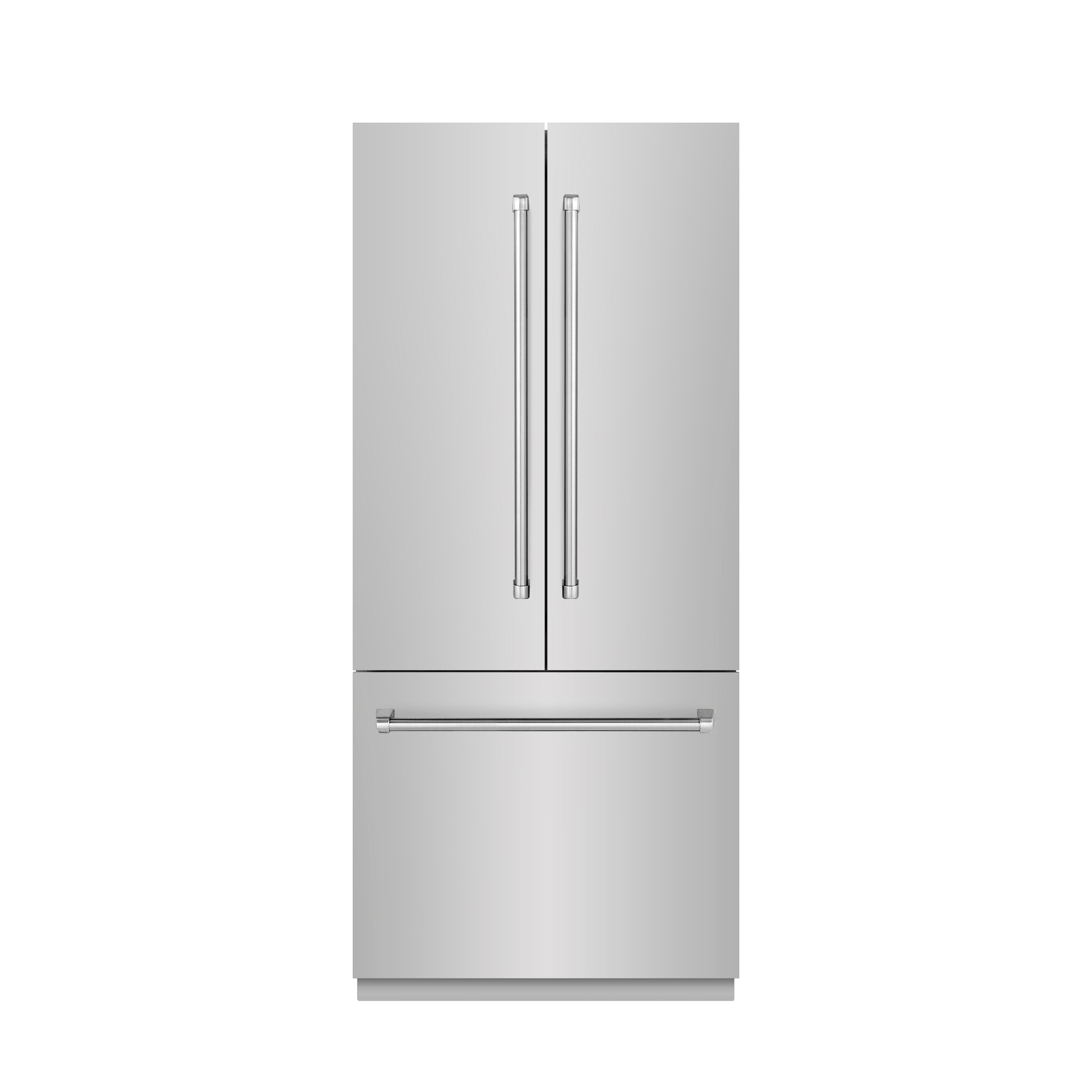 ZLINE 36 in. 19.6 cu. ft. French Door Built-In Bottom Freezer Refrigerator with Water Dispenser and Ice Maker in Stainless Steel with Graphite Gray Interior (GRBIV-304-36)