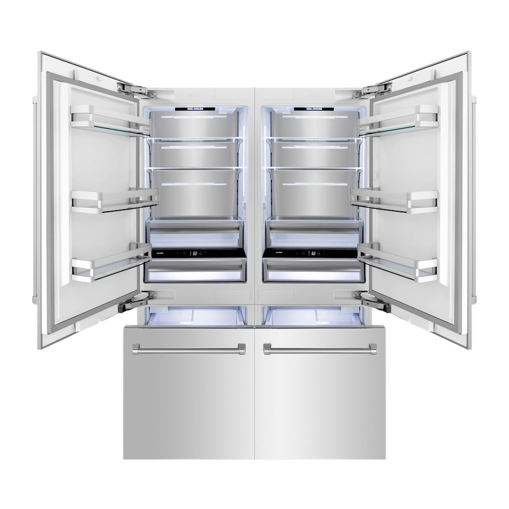 ZLINE 60 in. 32.2 cu. ft. French Door Built-In Bottom Freezer Refrigerator with Water Dispensers and Ice Makers in Stainless Steel (RBIV-304-60)