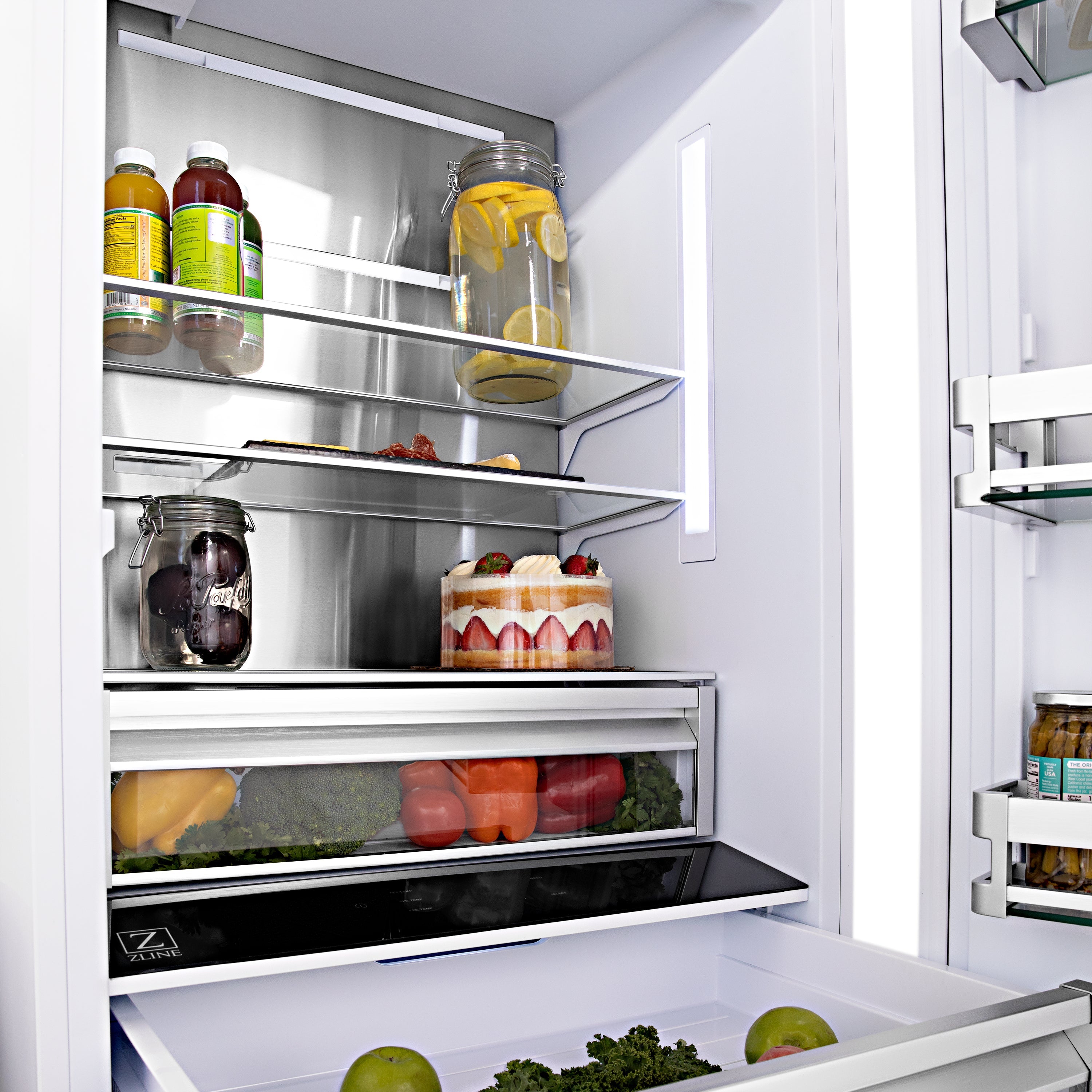 ZLINE Autograph Edition 60 in. 32.2 cu. ft. French Door Built-In Bottom Freezer Refrigerator with Water Dispenser and Ice Maker in Stainless Steel with Matte Black Accents (RBIVZ-304-60-MB)