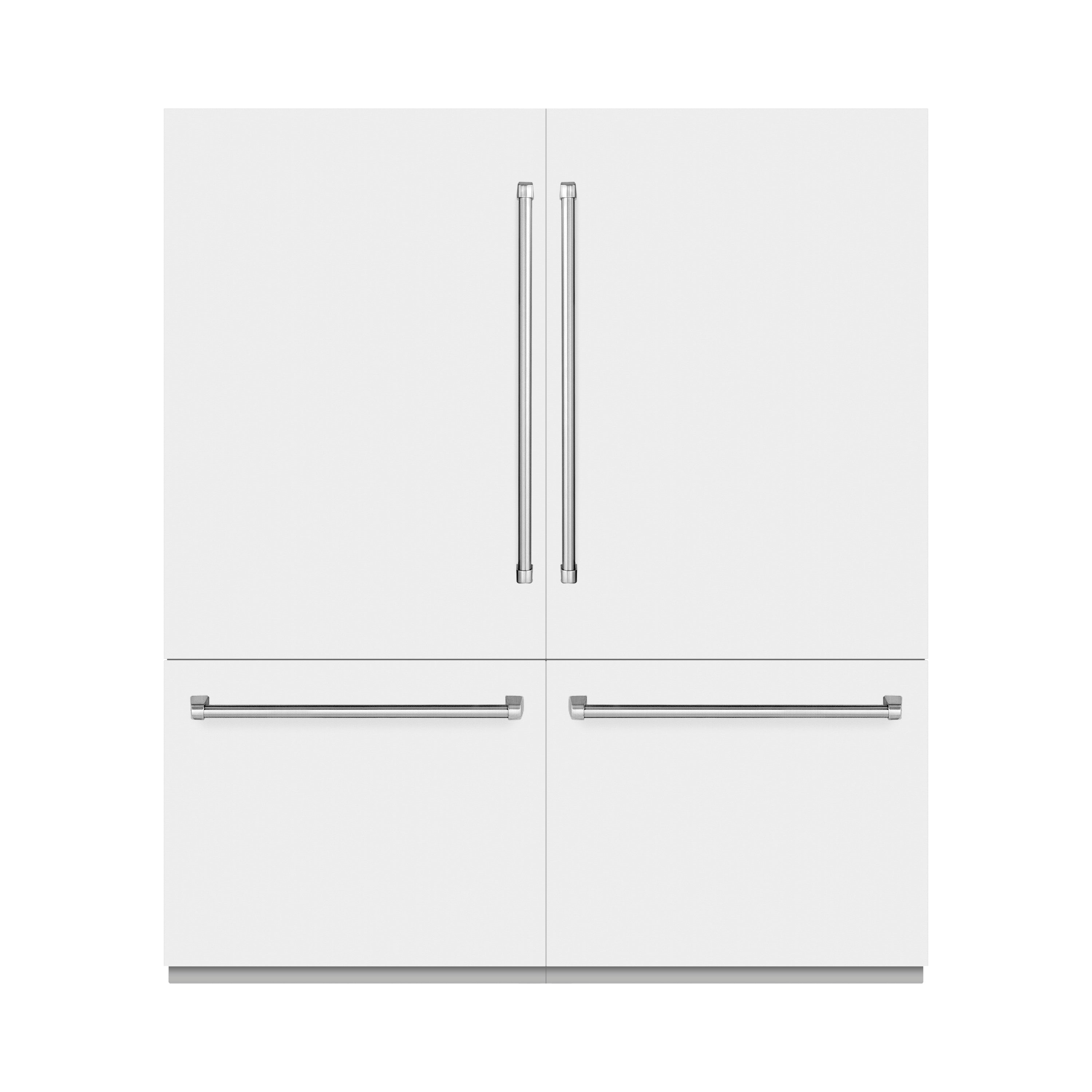 ZLINE 72 in. 39.6 cu. ft. French Door Built-In Bottom Freezer Refrigerator with Water Dispensers and Ice Makers in White Matte with Graphite Gray Interior (GRBIT-WM-72)