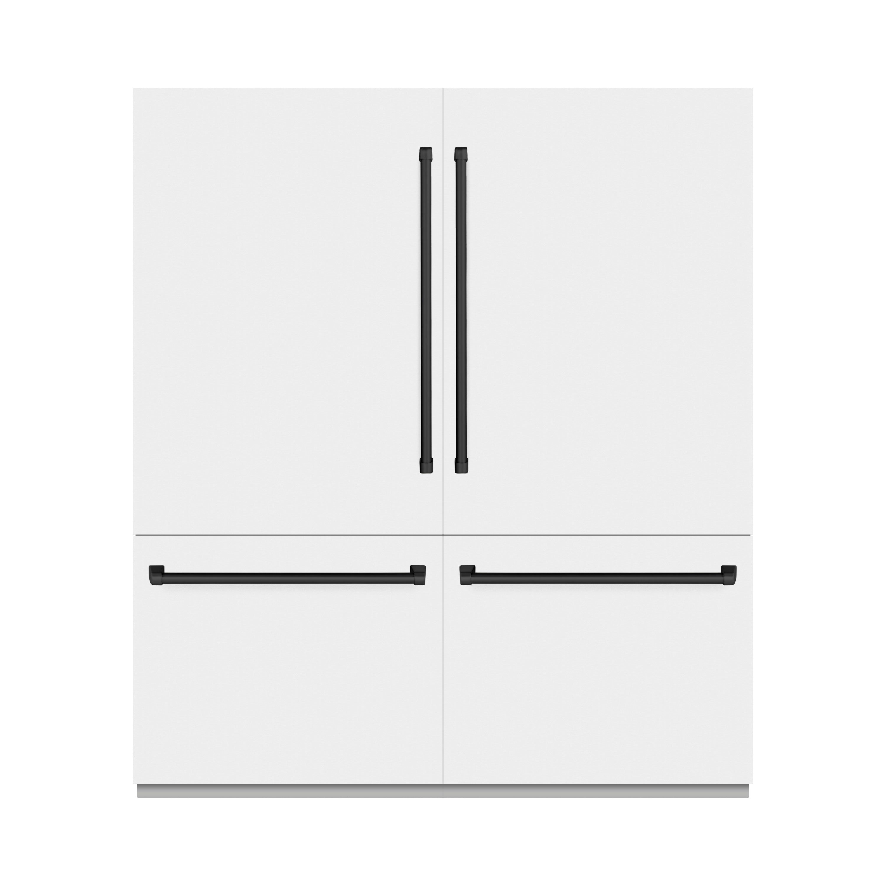 ZLINE Autograph Edition 72 in. 39.6 cu. ft. French Door Built-In Bottom Freezer Refrigerator with Water Dispensers and Ice Makers in White Matte with Graphite Gray Interior and Matte Black Accents (GRBITZ-WM-72-MB)