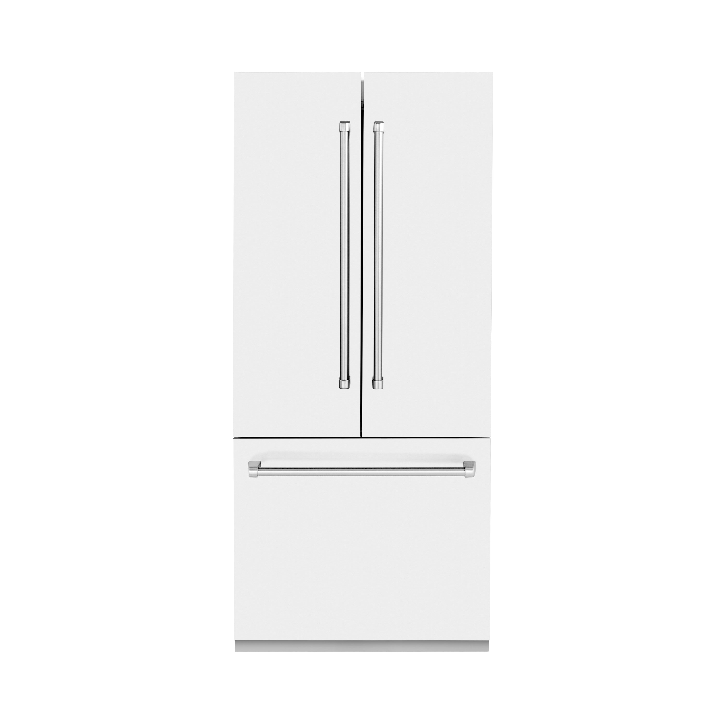 ZLINE 36 in. 19.6 cu. ft. French Door Built-In Bottom Freezer Refrigerator with Water Dispenser and Ice Maker in White Matte (RBIV-WM-36)