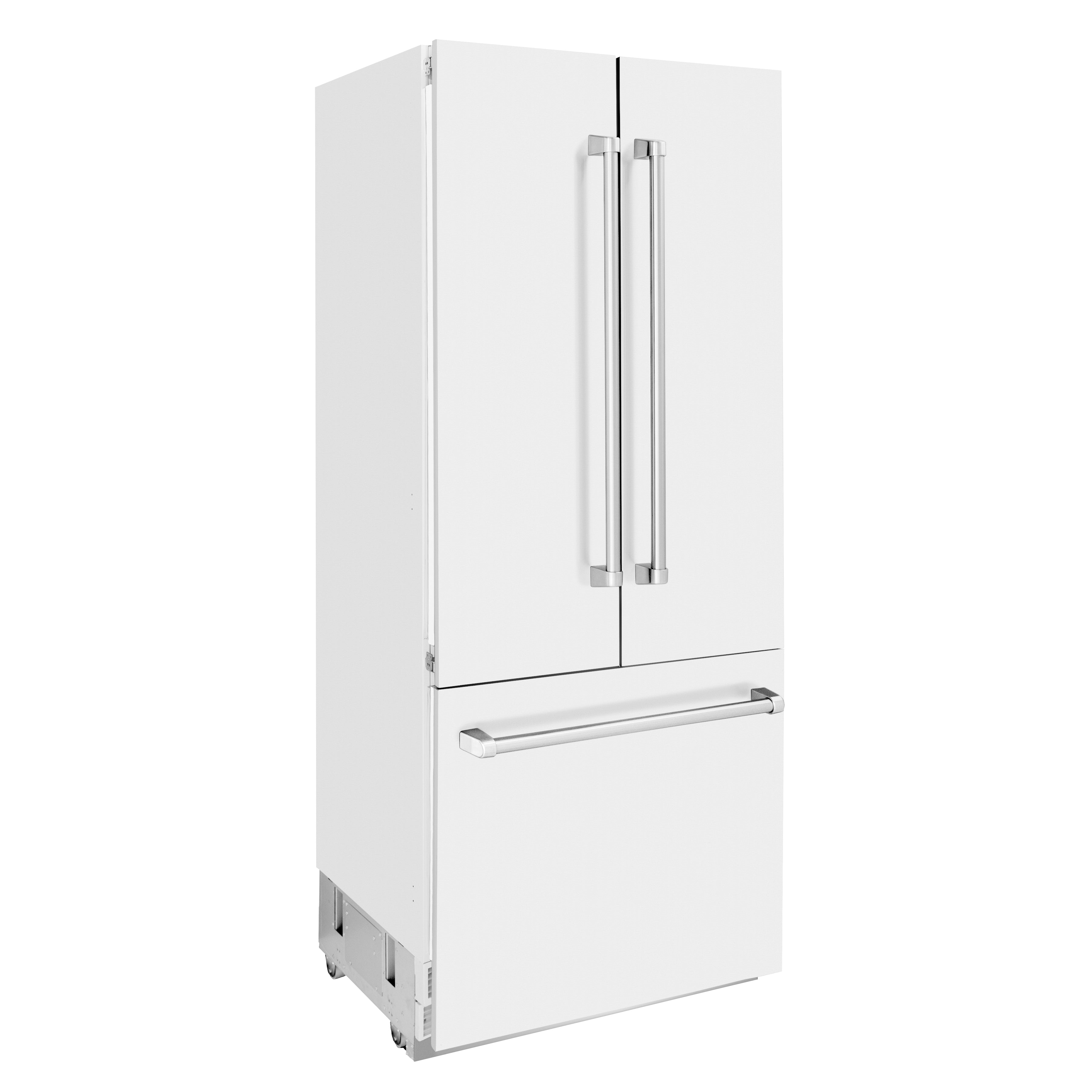 ZLINE 36 in. 19.6 cu. ft. French Door Built-In Bottom Freezer Refrigerator with Water Dispenser and Ice Maker in White Matte (RBIV-WM-36)