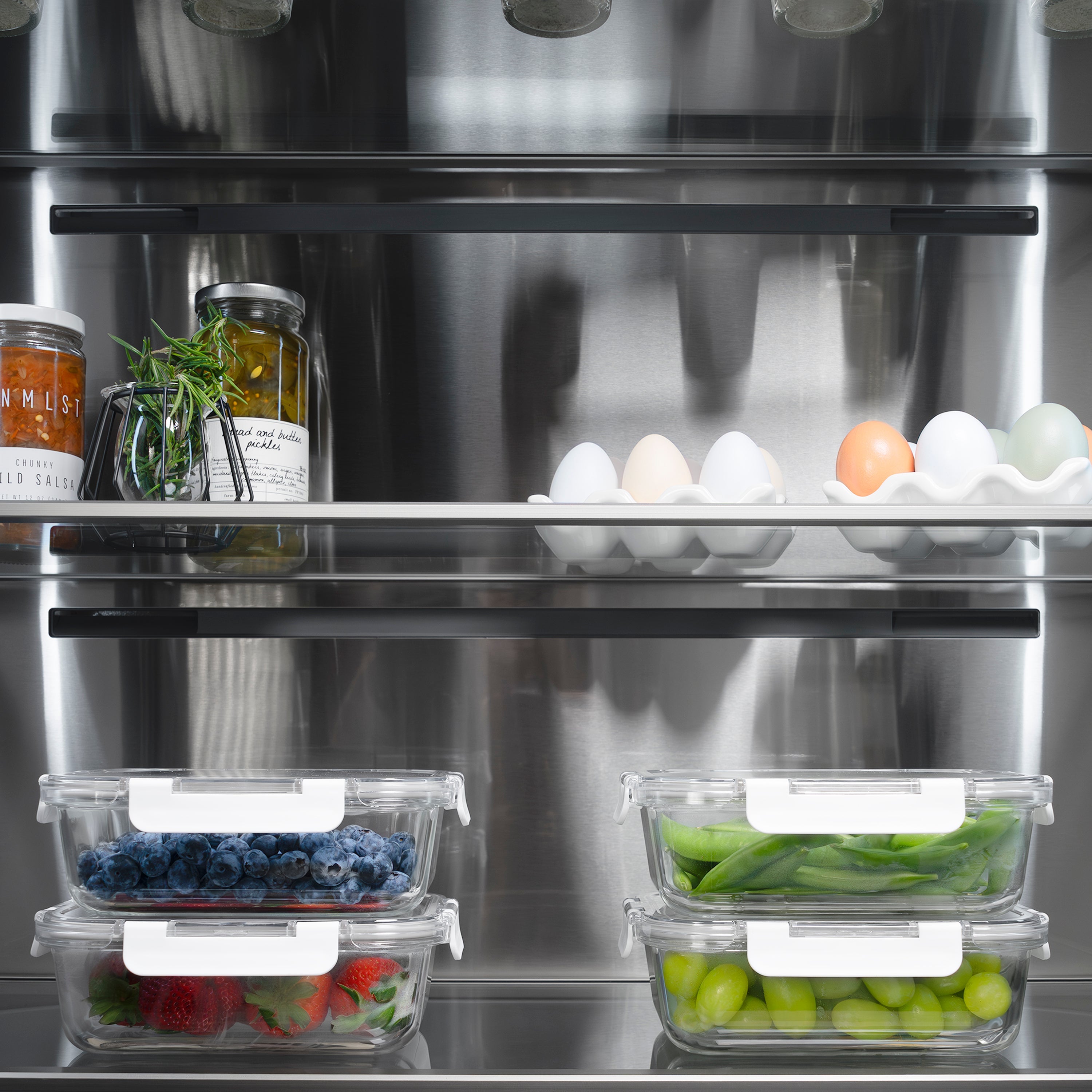 ZLINE 36 in. 19.6 cu. ft. French Door Built-In Bottom Freezer Refrigerator with Water Dispenser and Ice Maker in White Matte with Stainless Steel Interior (SRBIV-WM-36)