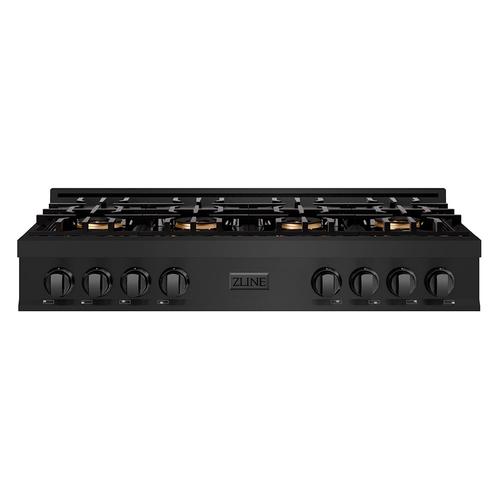 ZLINE 48 in. Classic Gas Rangetop with 8 Burner DuoPro™ Cooktop in Black Stainless Steel (PCRTB-48)