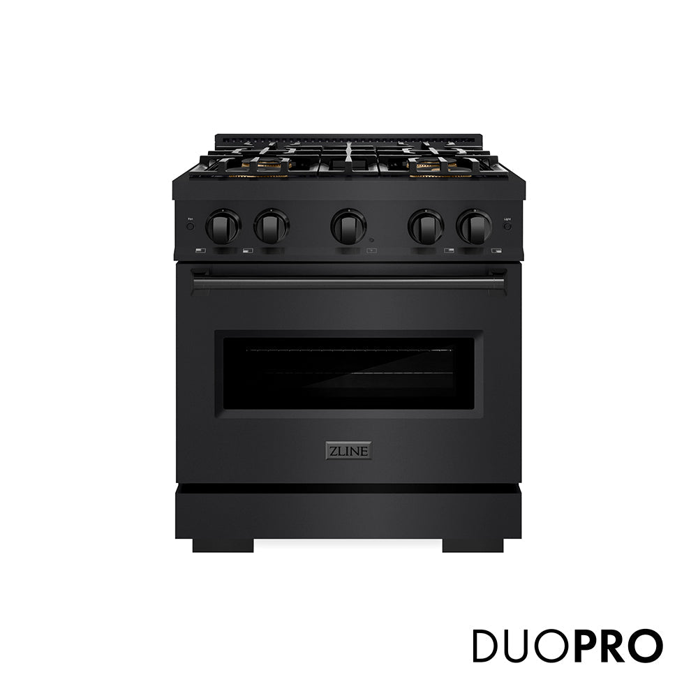 ZLINE 30 in. 4.2 cu. ft. Classic Dual Fuel Range with 4 Burner DuoPro™ Cooktop and Electric Convection Oven in Satin Stainless Steel (PCDRS-30)