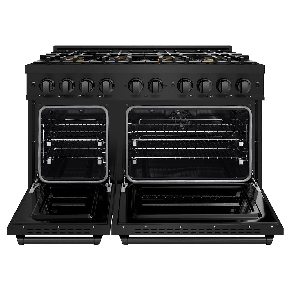 ZLINE 48 in. 6.7 cu. ft. Classic Dual Fuel Range with 8 Burner DuoPro™ Cooktop and Dual Ovens in Satin Stainless Steel with White Matte Doors (PCDRS-WM-48)
