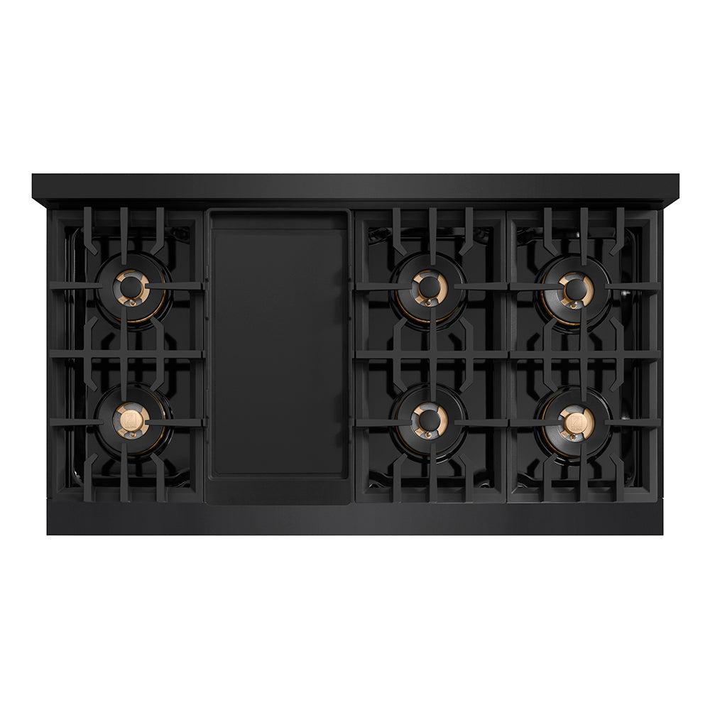 ZLINE Autograph Edition 48 in. 6.7 cu. ft. Classic Dual Fuel Range with 8 Burner DuoPro™ Cooktop and Dual Ovens in Stainless Steel and Champagne Bronze Accents (PCDRZ-48-CB)