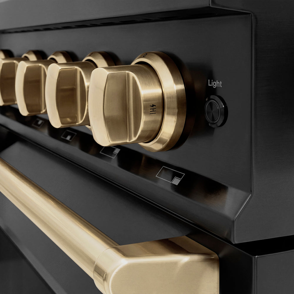 ZLINE Autograph Edition 48 in. 6.7 cu. ft. Classic Dual Fuel Range with 8 Burner DuoPro™ Cooktop and Dual Ovens in Stainless Steel and Champagne Bronze Accents (PCDRZ-48-CB)