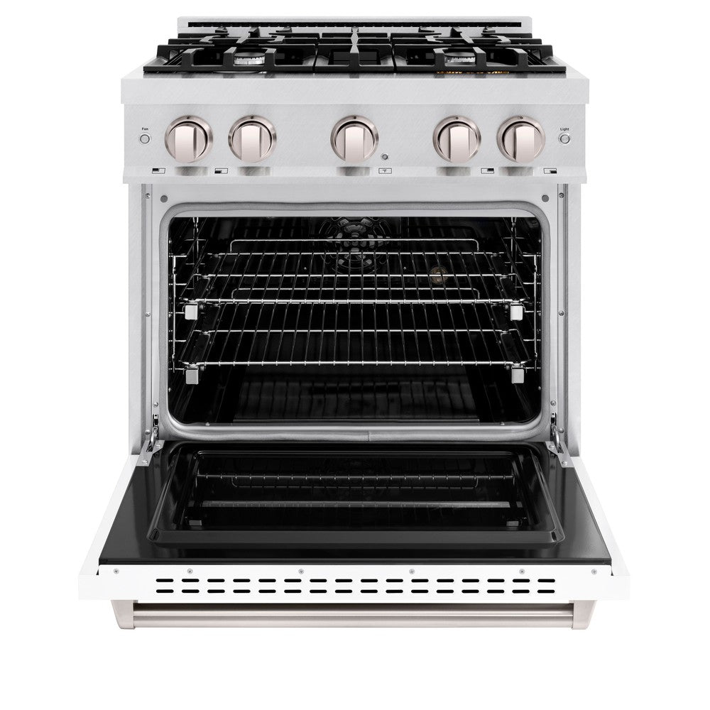 ZLINE 30 in. 4.2 cu. ft. Classic Dual Fuel Range with 4 Burner Gas Cooktop and Electric Convection Oven in Satin Stainless Steel (CDRS-30)