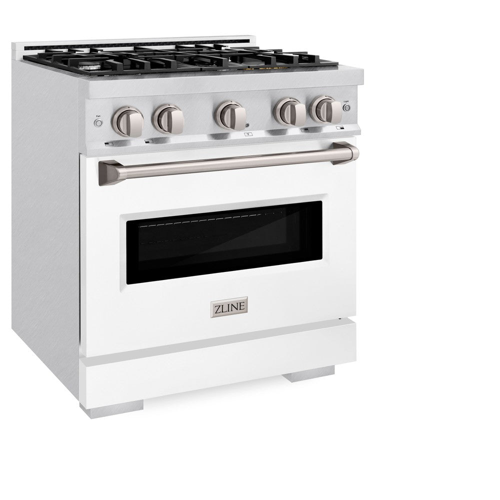 ZLINE 30 in. 4.2 cu. ft. Classic Dual Fuel Range with 4 Burner Gas Cooktop and Electric Convection Oven in Satin Stainless Steel (CDRS-30)