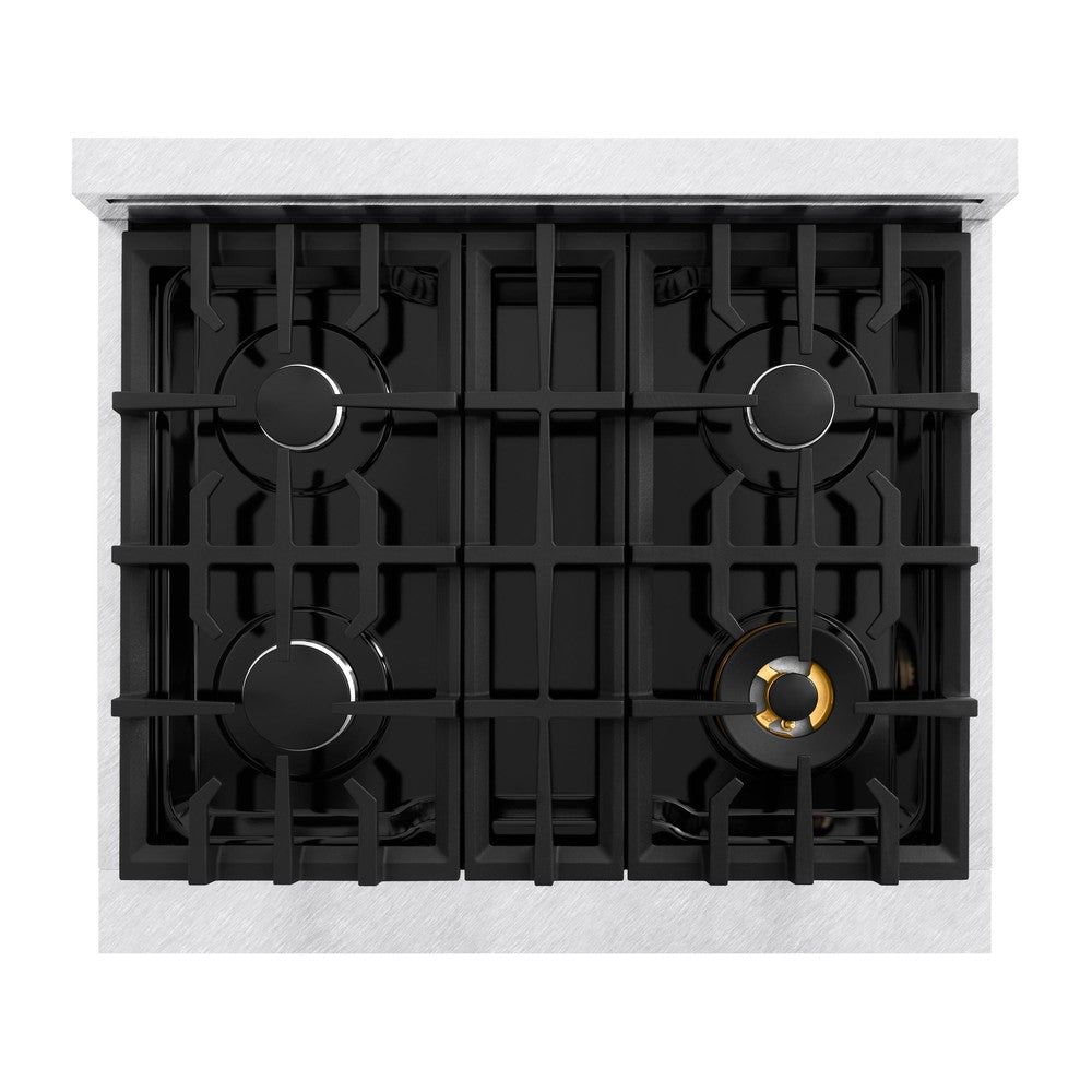 ZLINE 30 in. 4.2 cu. ft. Classic Dual Fuel Range with 4 Burner Gas Cooktop and Electric Convection Oven in Satin Stainless Steel (CDRS-30)