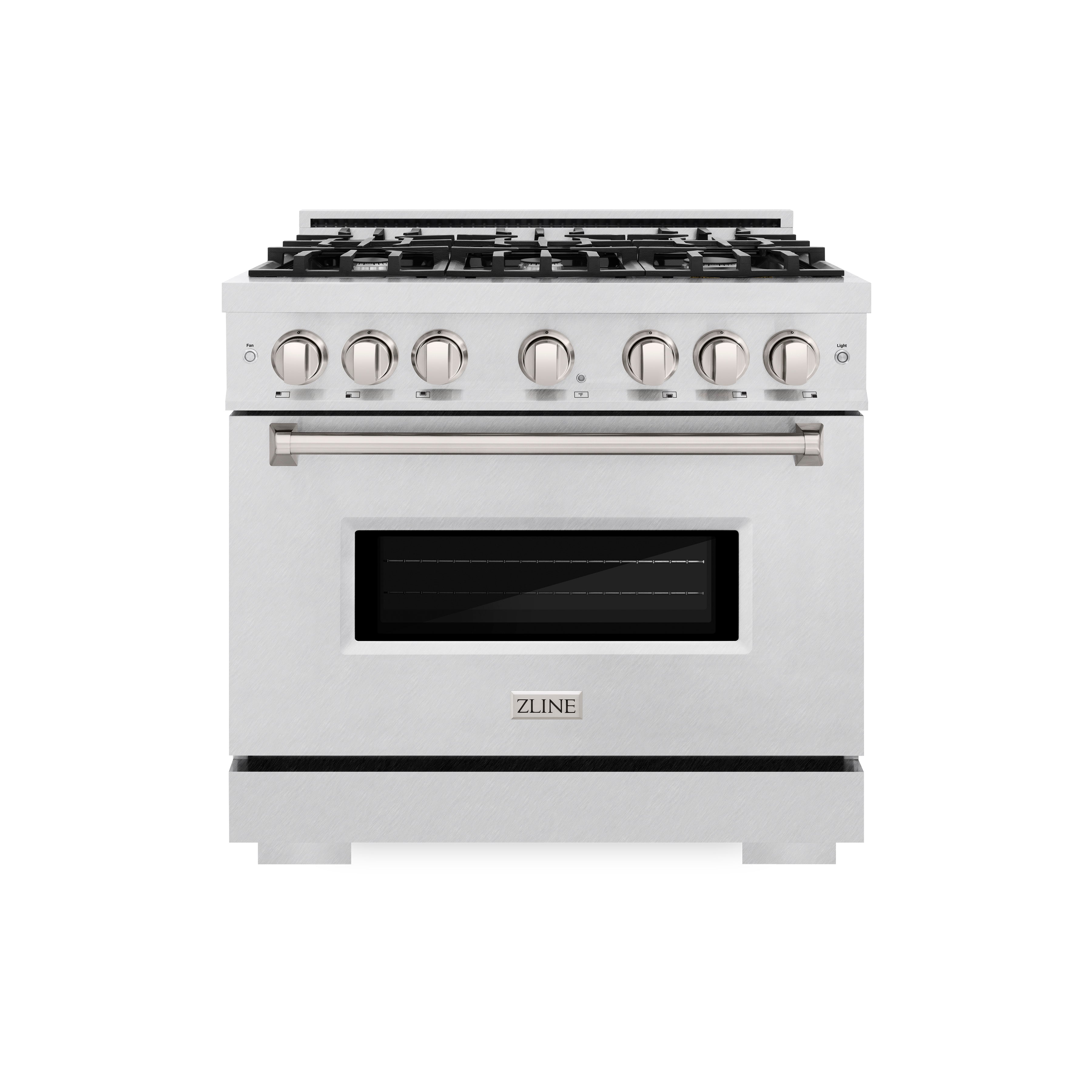 ZLINE 36 in. 5.2 cu. ft. Classic Dual Fuel Range with 6 Burner Gas Cooktop and Electric Convection Oven in Satin Stainless Steel (CDRS-36)