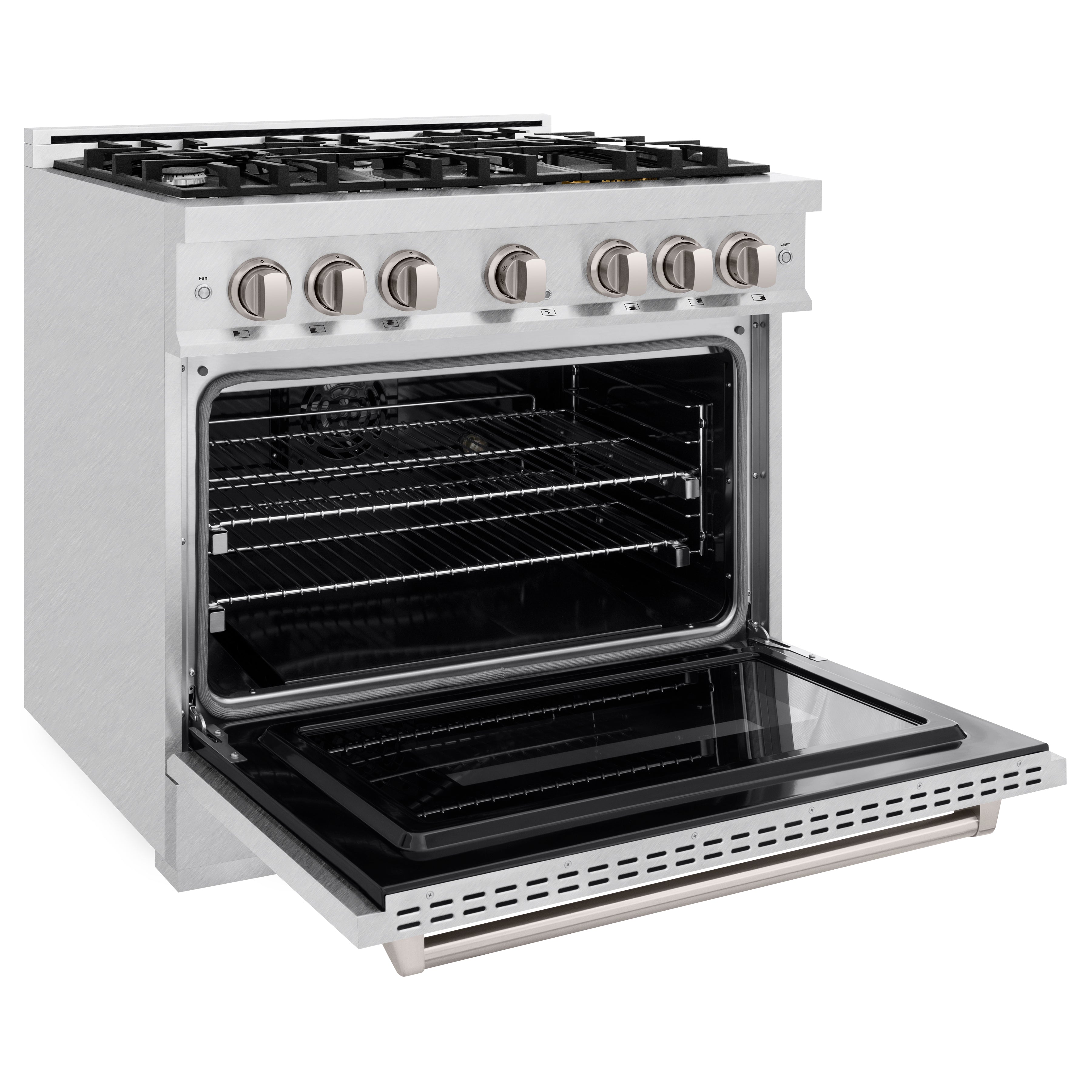 ZLINE 36 in. 5.2 cu. ft. Classic Dual Fuel Range with 6 Burner Gas Cooktop and Electric Convection Oven in Satin Stainless Steel (CDRS-36)